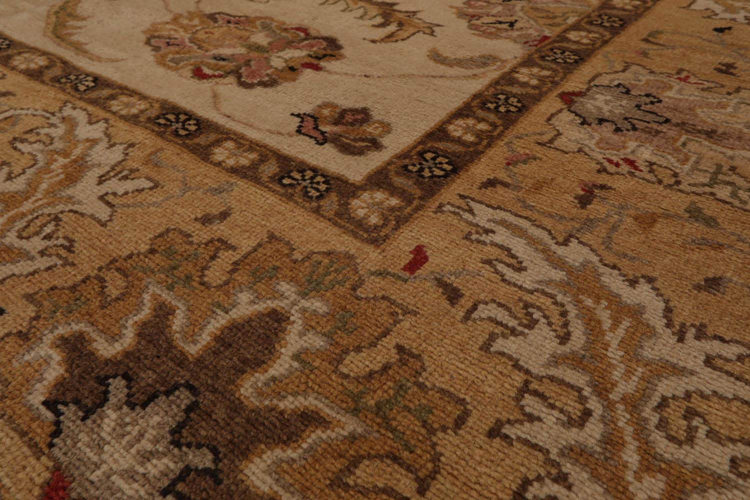 7’11”x9’4" Authentic Hand Knotted Wool Turkish Oushak Oriental Area Rug Beige-3