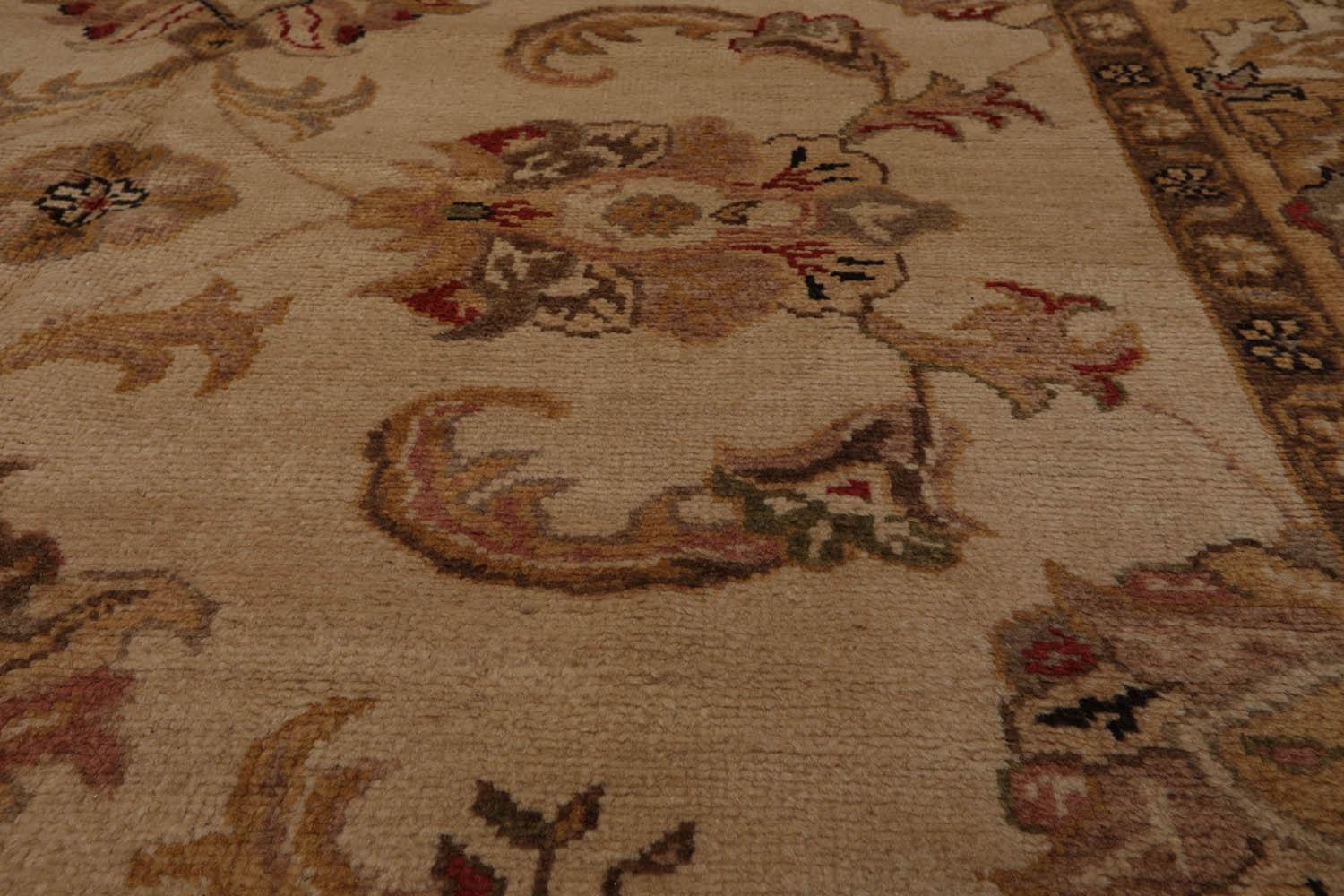 7’11”x9’4" Authentic Hand Knotted Wool Turkish Oushak Oriental Area Rug Beige-4