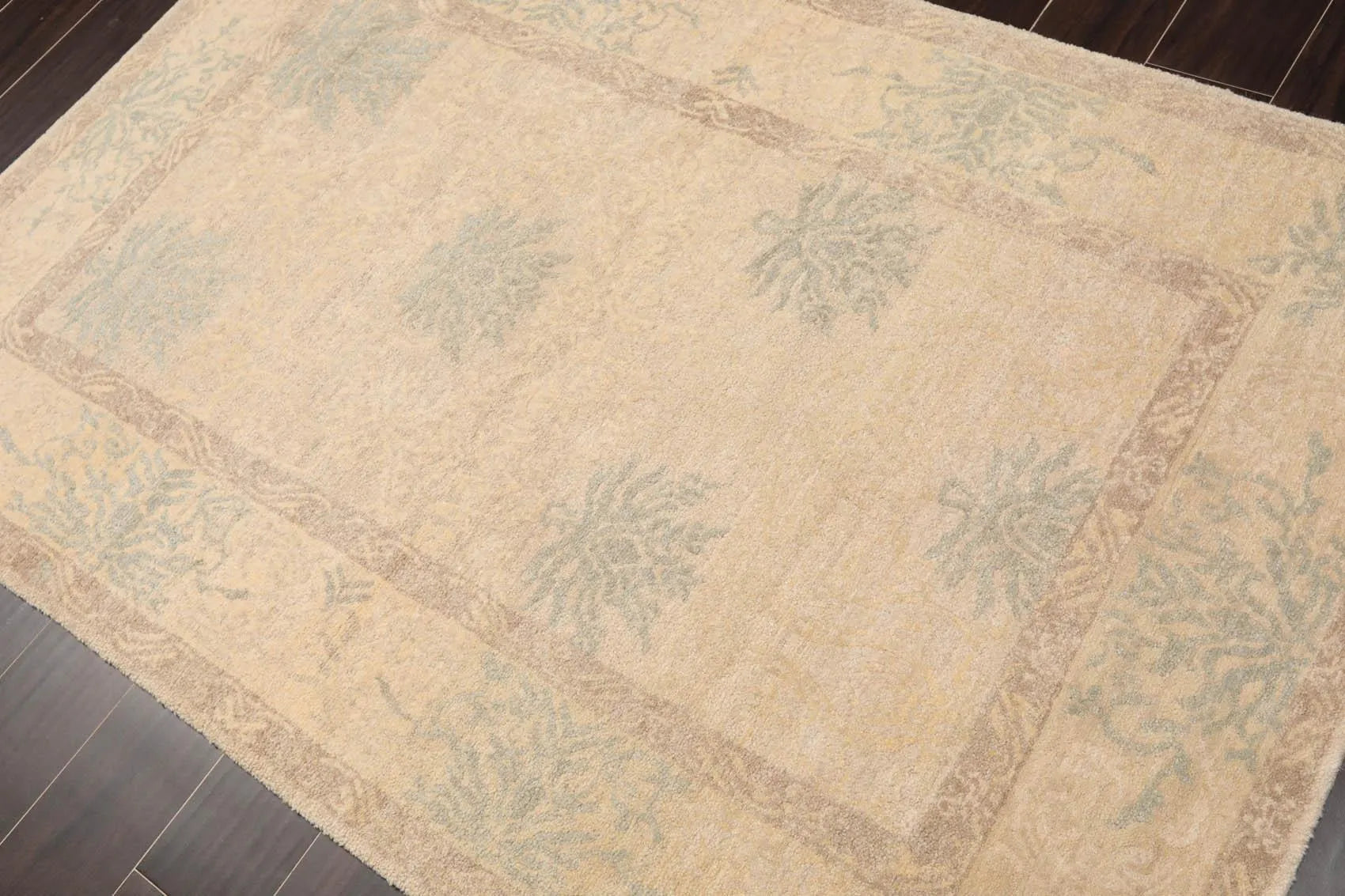 3'11'' x 5'11'' Hand Knotted Tibetan 100% Wool Floral Oriental Area Rug Beige-2