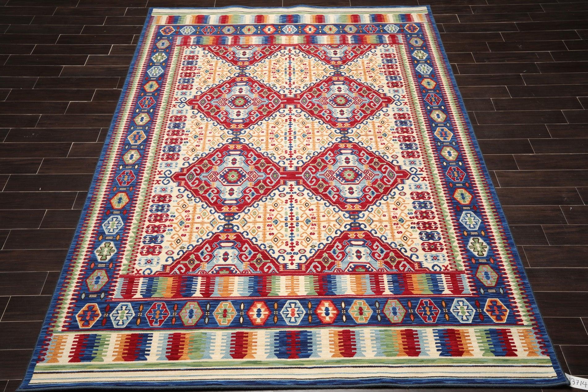 8'1" x 11'4" Traditional 100% Wool Area Rug Ivory Made in USA-1