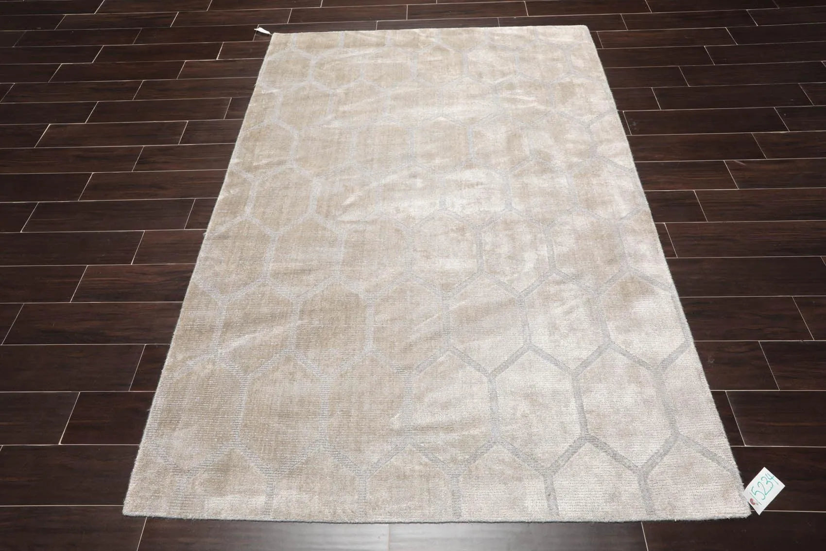 5' x 7' Hand Knotted Tibetan 100% Viscose Honeycomb Oriental Area Rug Gray-1