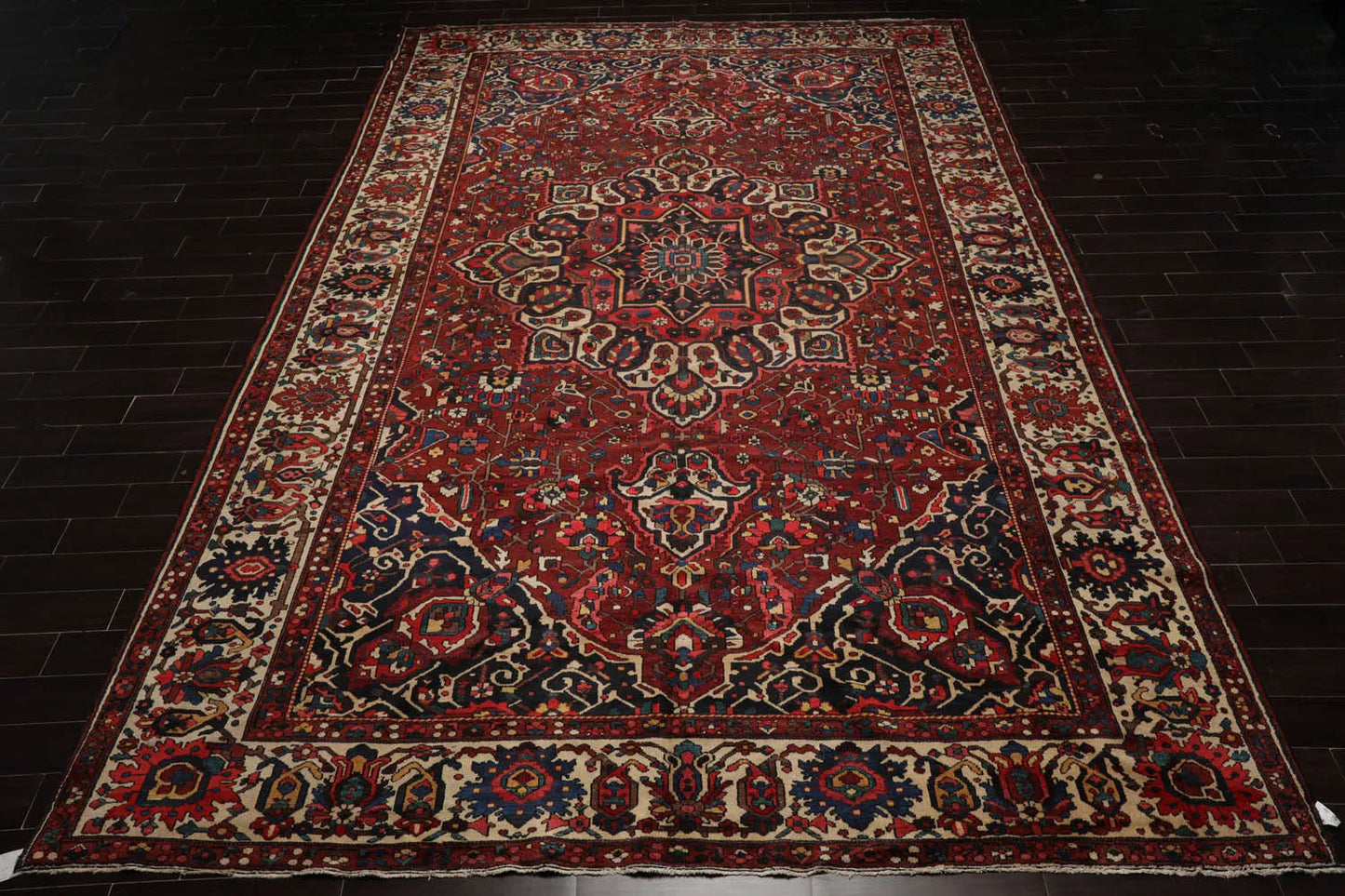 11'4''x16'1'' Palace Rust, Ivory Hand Knotted 100% Wool Bhakhtiari Traditional Oriental Area Rug-2