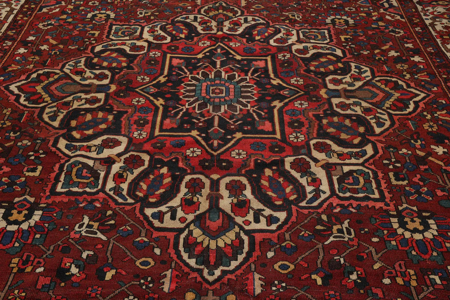 11'4''x16'1'' Palace Rust, Ivory Hand Knotted 100% Wool Bhakhtiari Traditional Oriental Area Rug-3