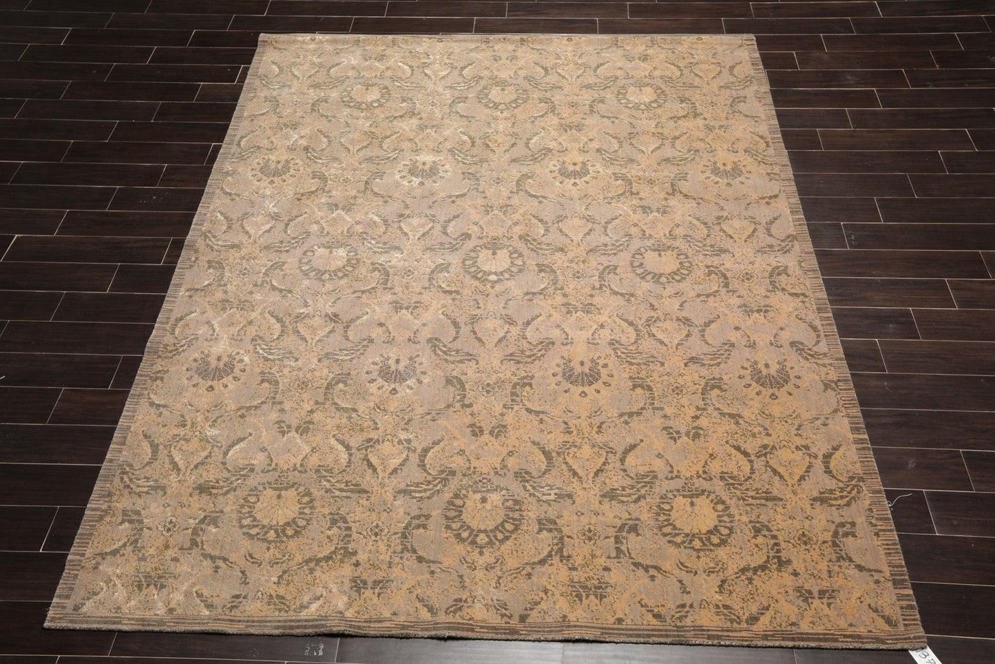 7'8"x9'10" Designer Transitional Wool & Silk Oriental Area Rug Gray-1