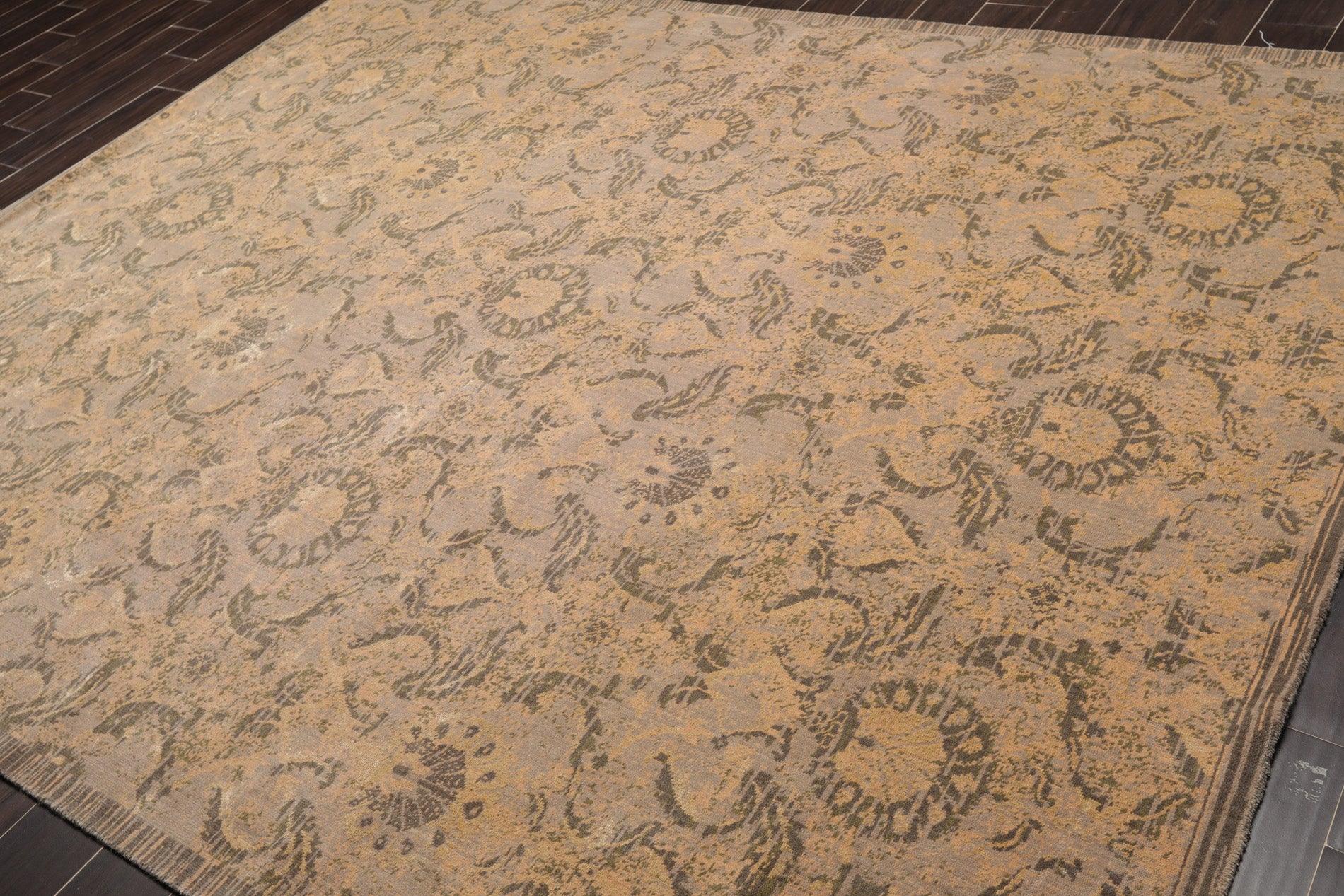 7'8"x9'10" Designer Transitional Wool & Silk Oriental Area Rug Gray-2
