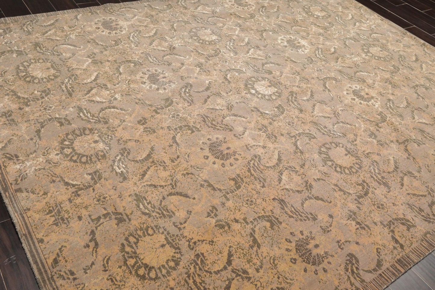 7'8"x9'10" Designer Transitional Wool & Silk Oriental Area Rug Gray-3