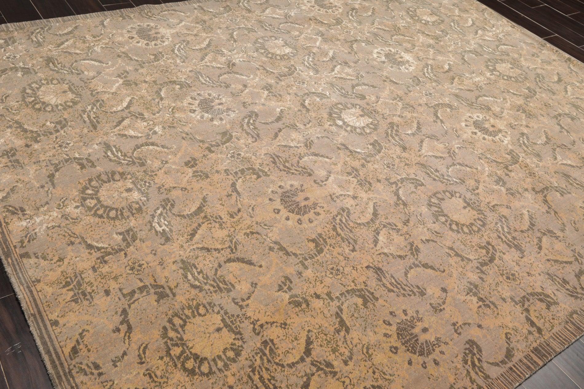 7'8"x9'10" Designer Transitional Wool & Silk Oriental Area Rug Gray-3