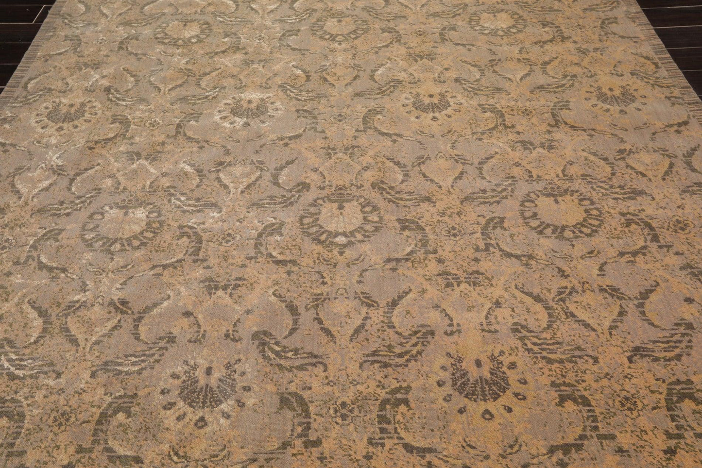 7'8"x9'10" Designer Transitional Wool & Silk Oriental Area Rug Gray-4