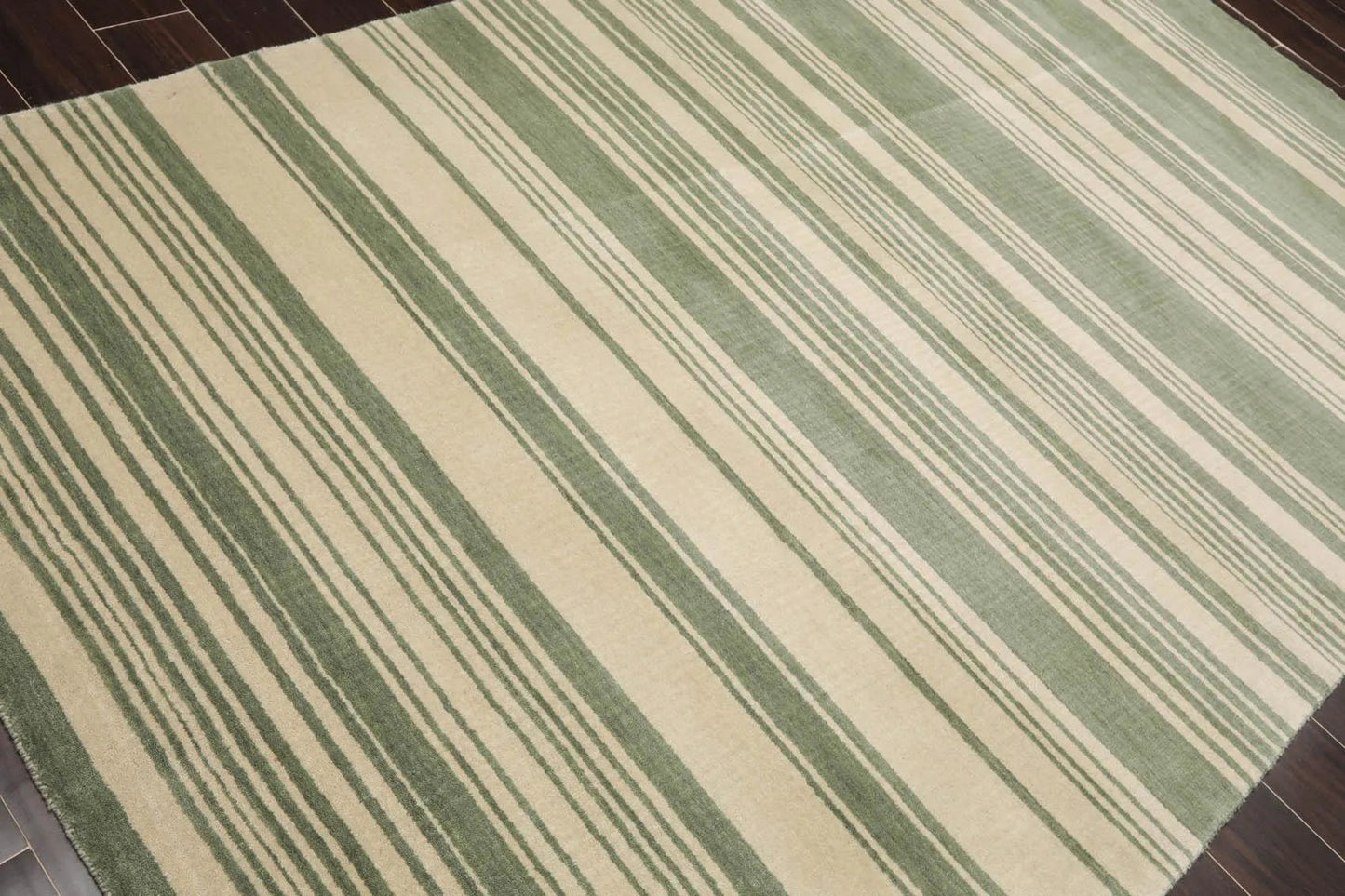 5'6'' x 8'10' Hand Knotted Tibetan Wool Designer Stripes Oriental Area Rug Beige-3