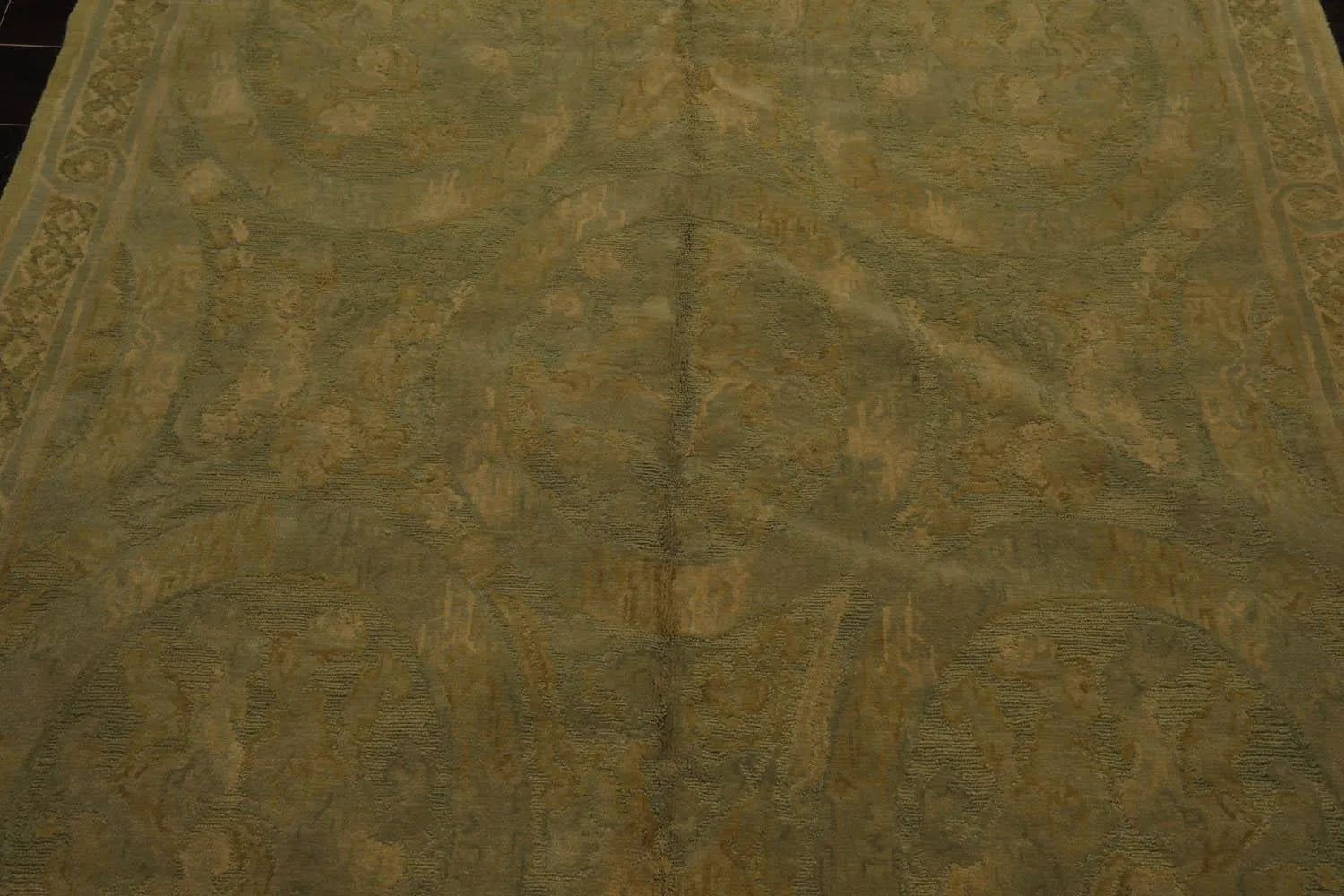 French Aubusson Savonnerie Hand Knotted Wool Area Rug Lime 6’ x 8’11”-4