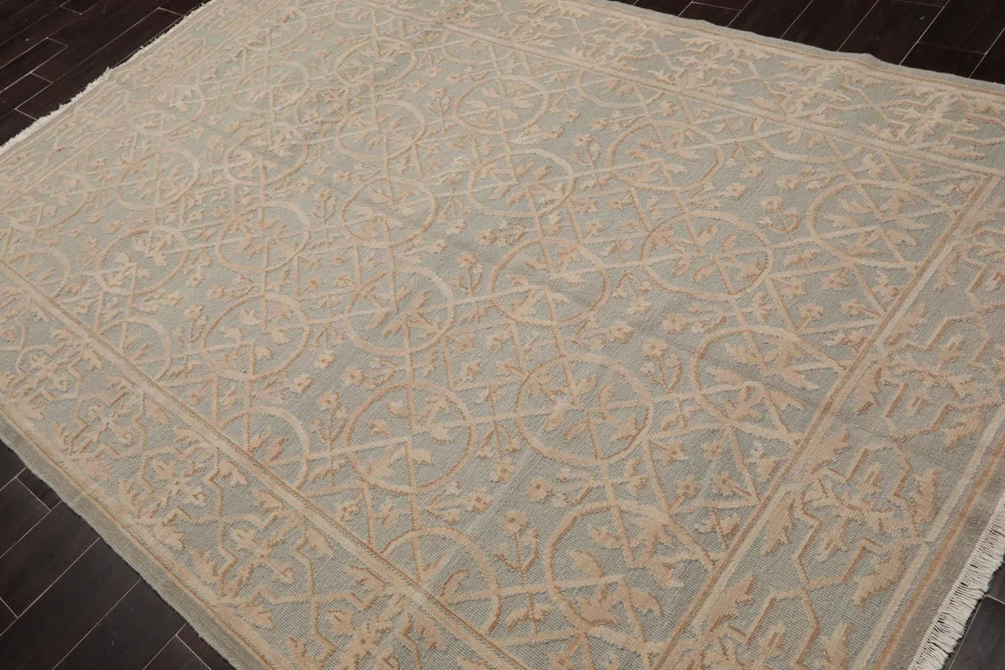 Authentic Turkish Oushak Hand Knotted Wool Oriental Area Rug Sea Foam 6’x9’-2