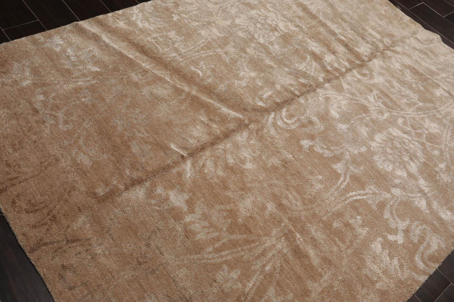 5’6" x 7’5”Hand Knotted 100% Bamboo Silk Tibetan Area Rug Beige-2