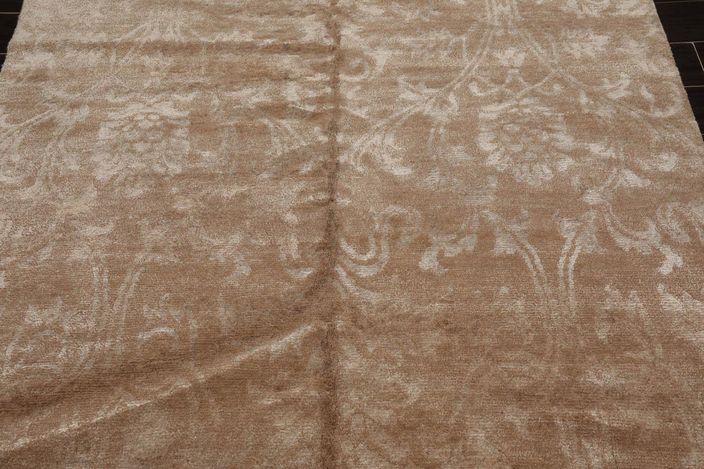 5’6" x 7’5”Hand Knotted 100% Bamboo Silk Tibetan Area Rug Beige-3