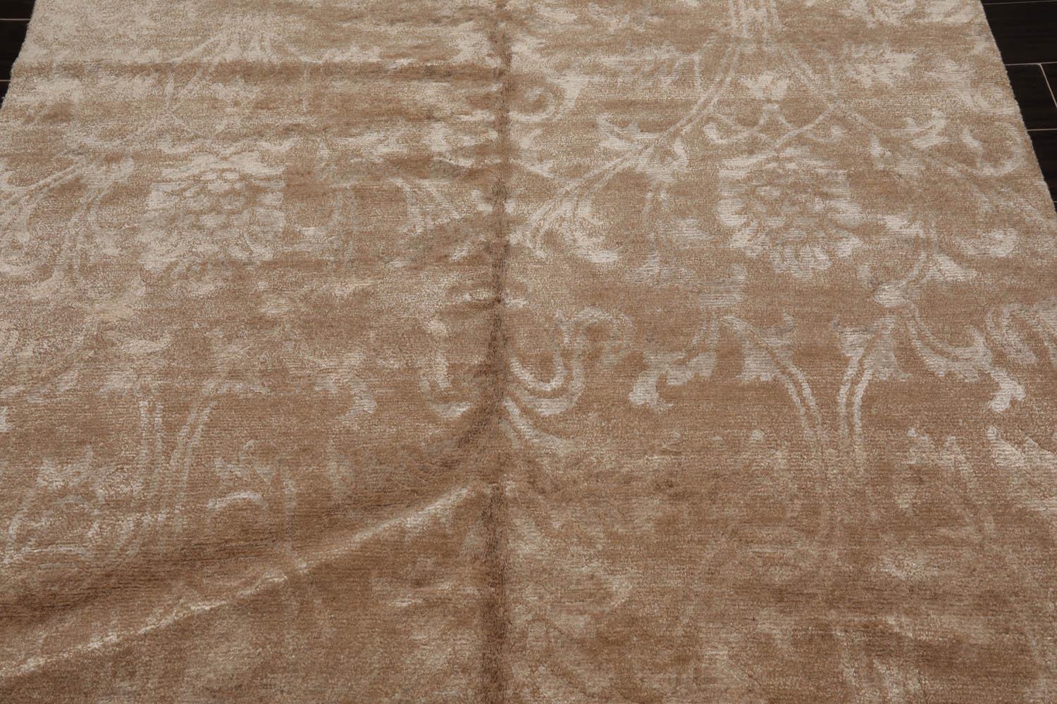 5’6" x 7’5”Hand Knotted 100% Bamboo Silk Tibetan Area Rug Beige-3
