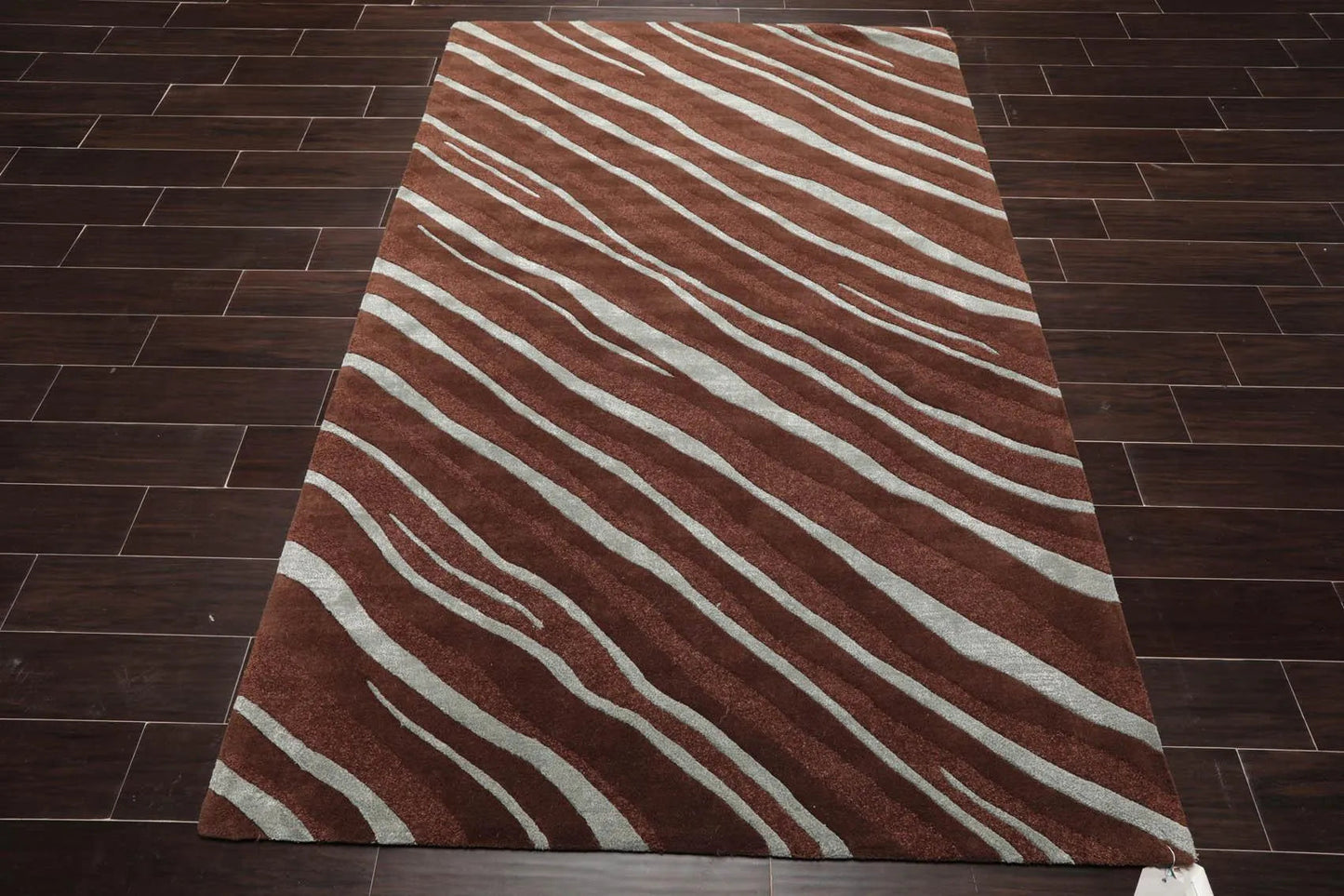 5' x 7'5'' Handmade Wool & Art Silk Hip Designer Modern Area Rug Brown-1