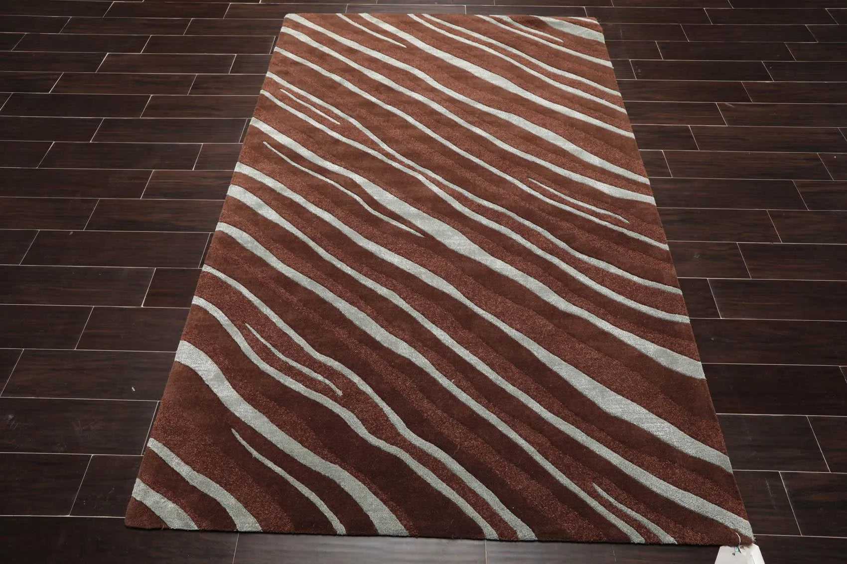 5' x 7'5'' Handmade Wool & Art Silk Hip Designer Modern Area Rug Brown-1