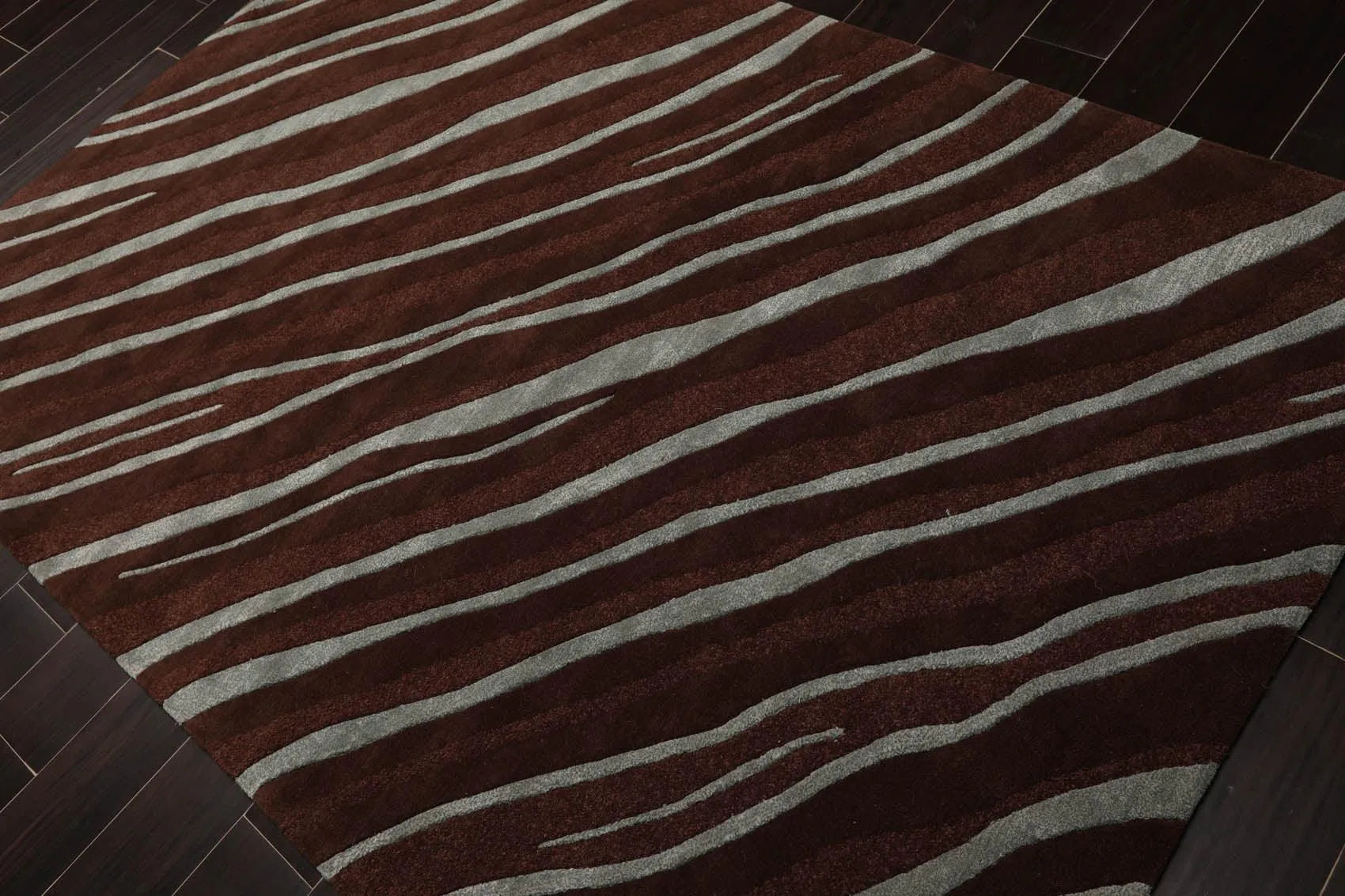 5' x 7'5'' Handmade Wool & Art Silk Hip Designer Modern Area Rug Brown-2