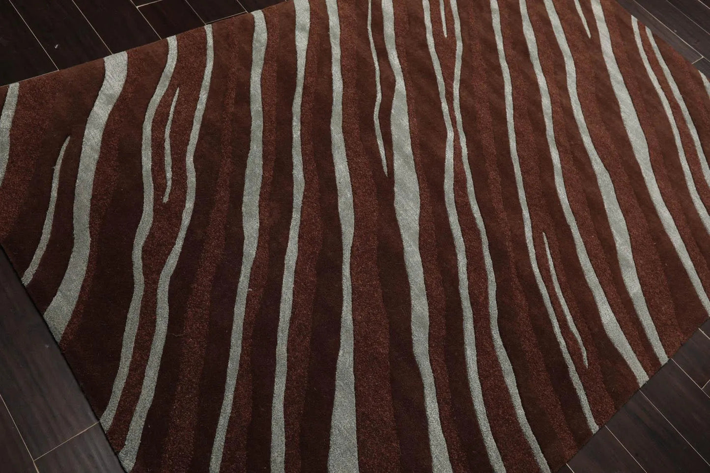 5' x 7'5'' Handmade Wool & Art Silk Hip Designer Modern Area Rug Brown-3