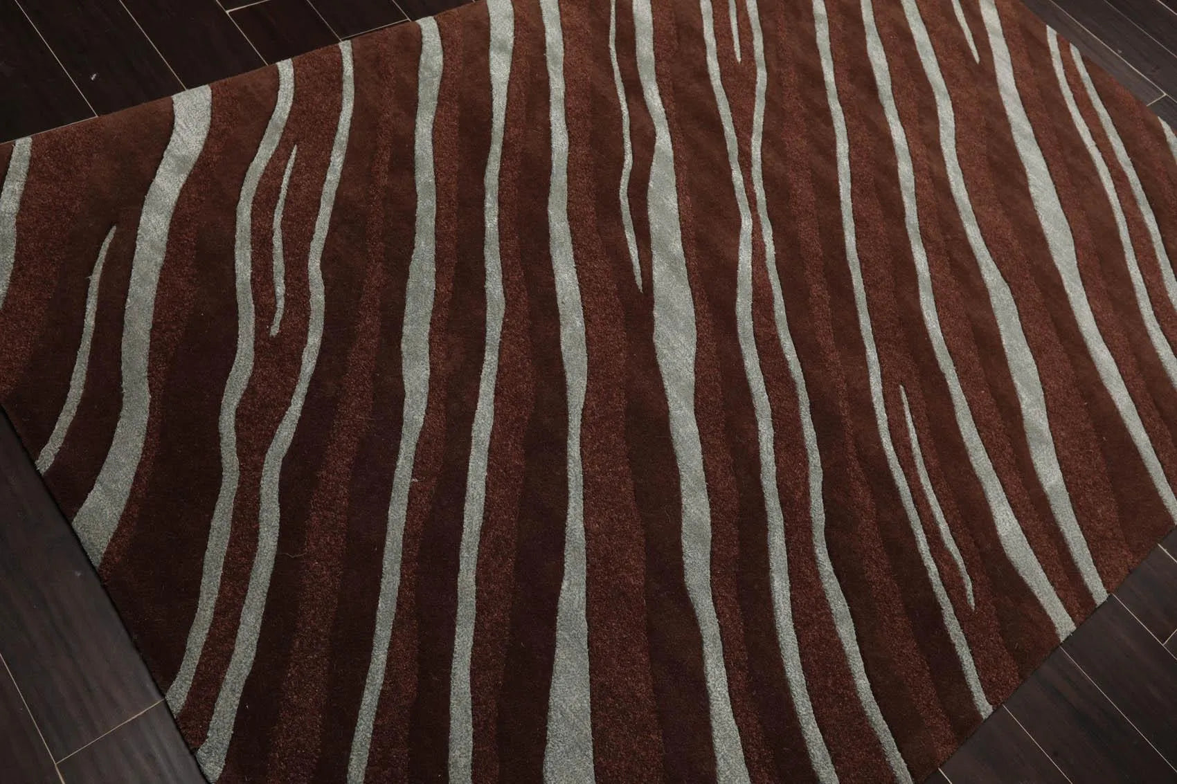 5' x 7'5'' Handmade Wool & Art Silk Hip Designer Modern Area Rug Brown-3