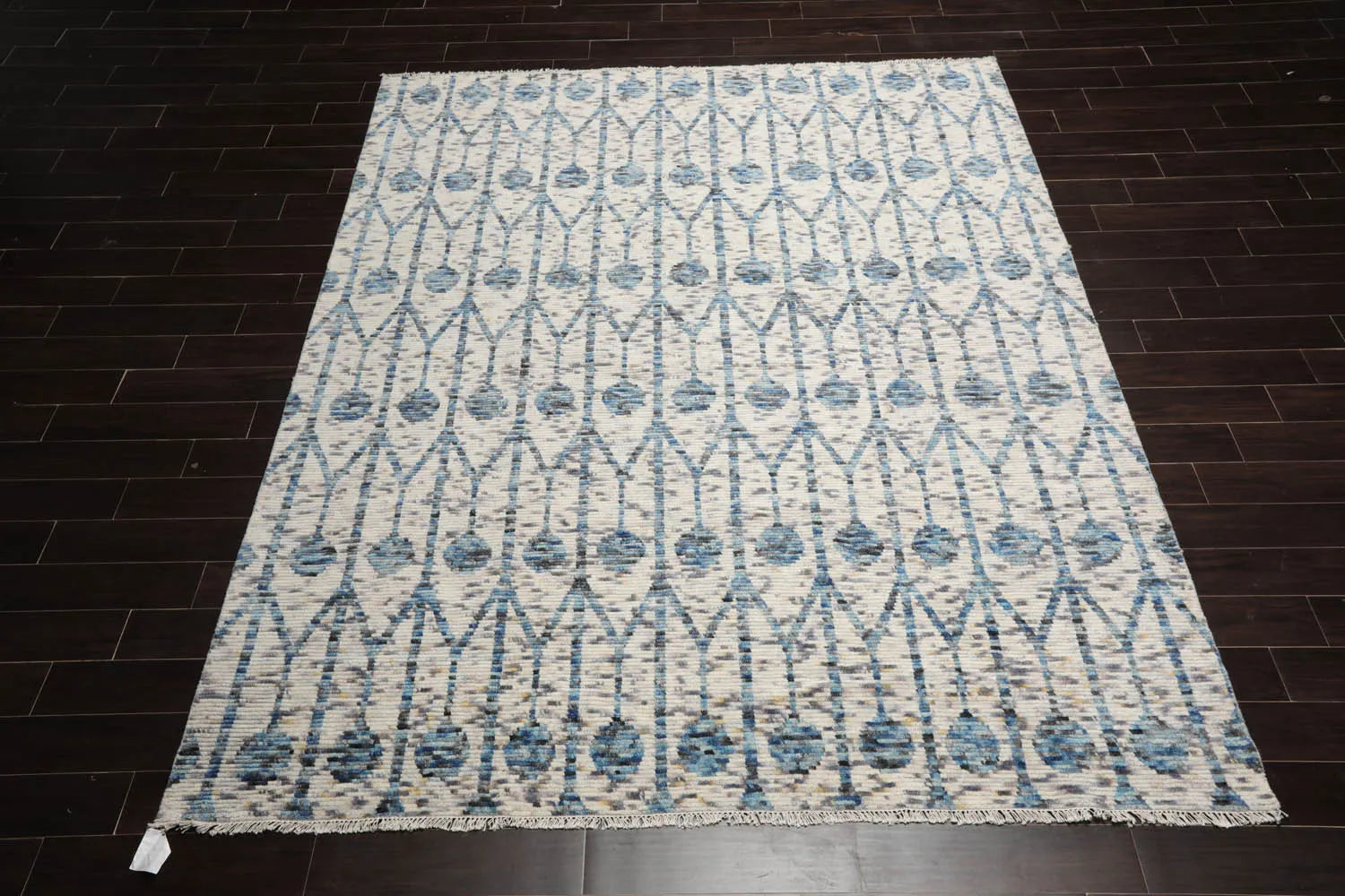LoomBloom 8x10 White, Gray Hand Knotted Oushak 100% Wool Modern & Contemporary Oriental Area Rug Off-2