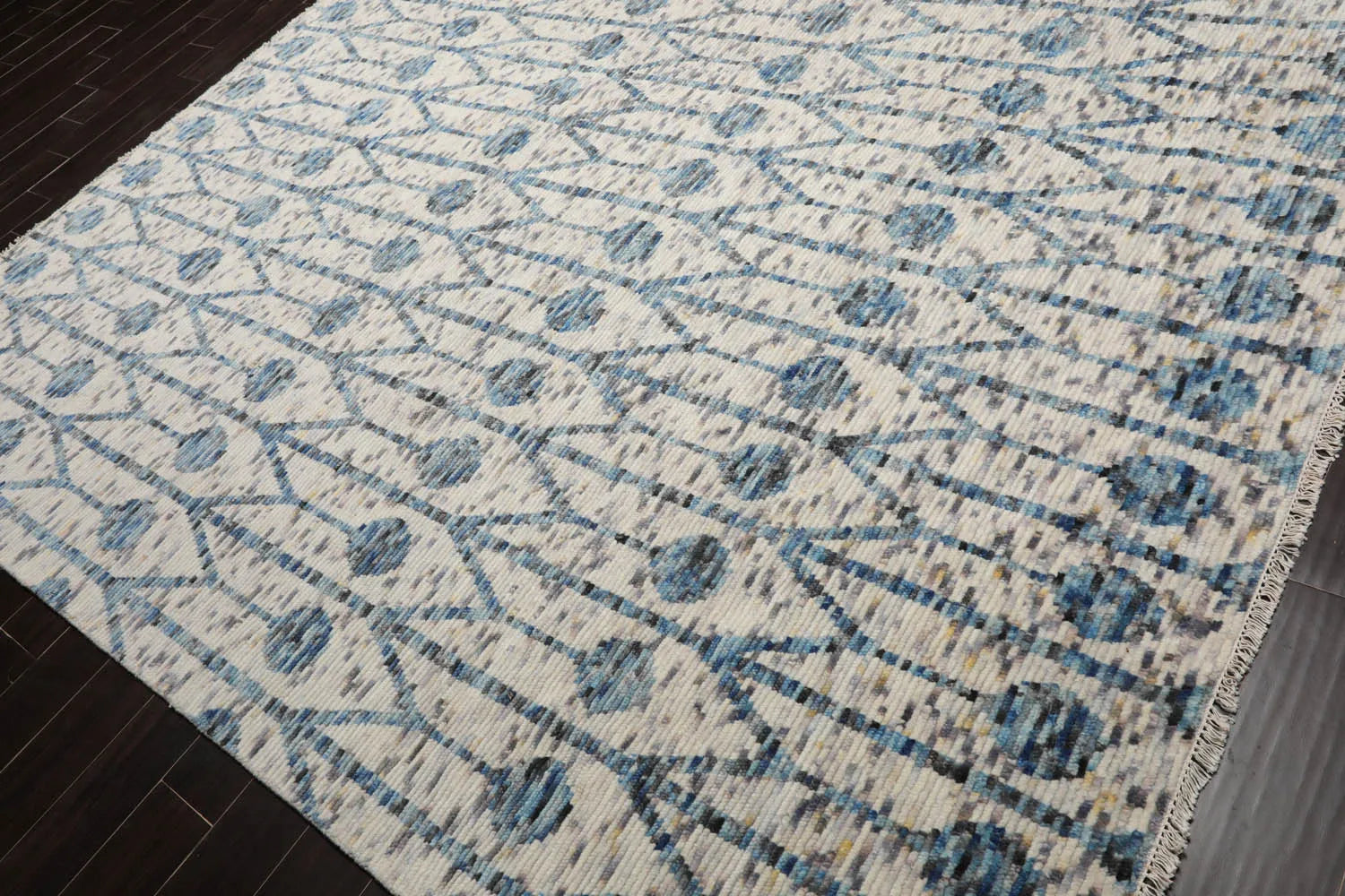 LoomBloom 8x10 White, Gray Hand Knotted Oushak 100% Wool Modern & Contemporary Oriental Area Rug Off-3