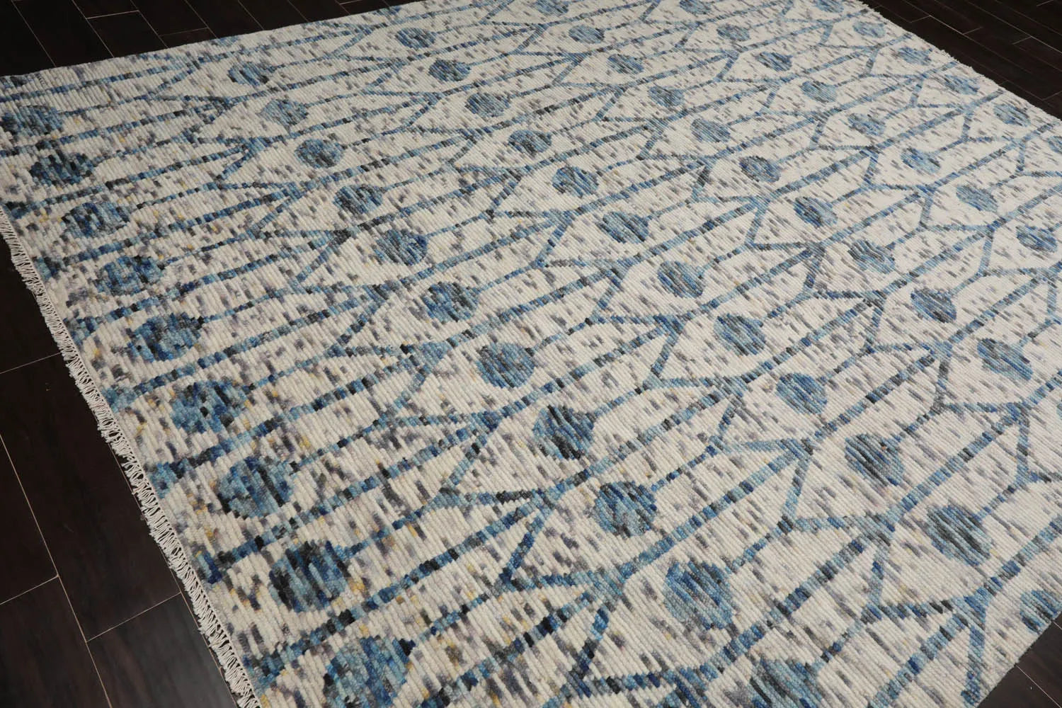 LoomBloom 8x10 White, Gray Hand Knotted Oushak 100% Wool Modern & Contemporary Oriental Area Rug Off-4