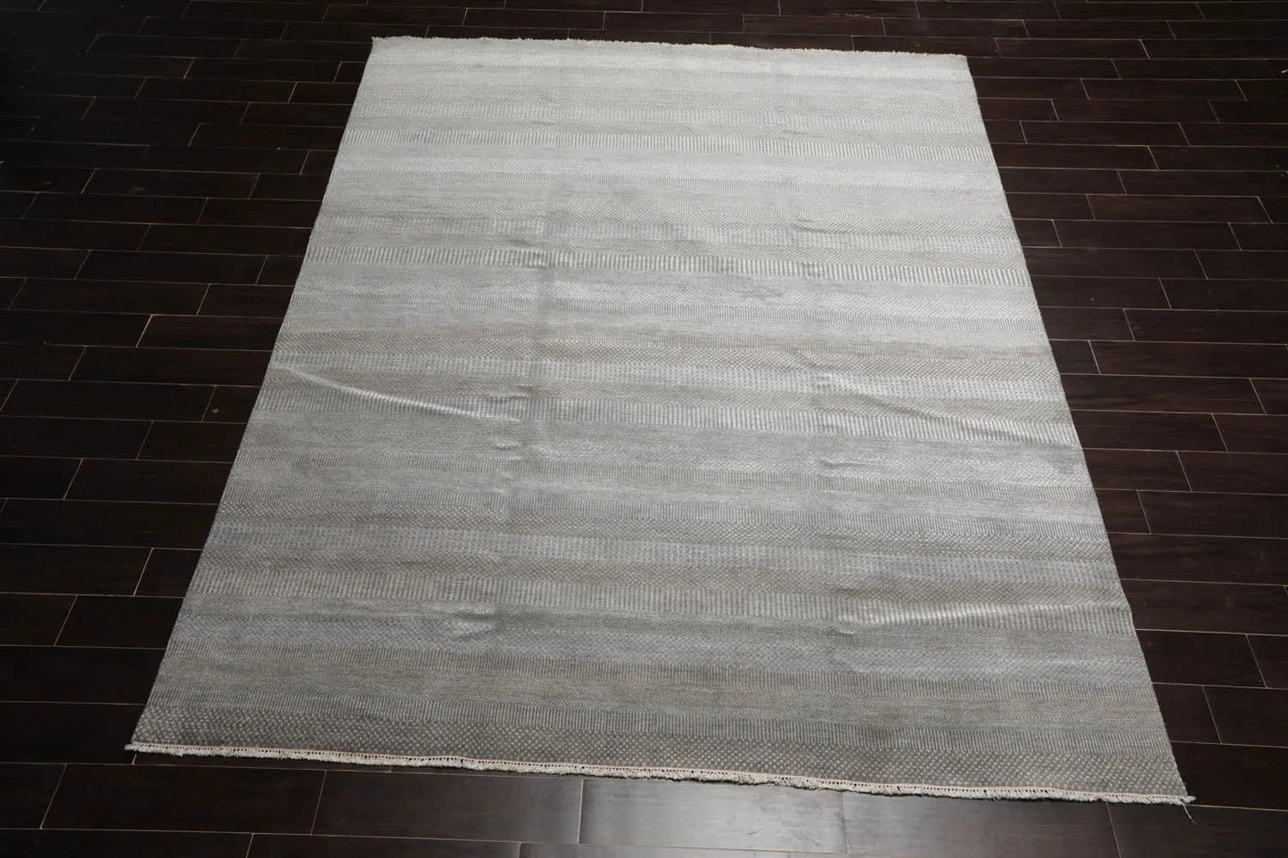 LoomBloom 8x10 Tone On Tone Gray Hand Knotted Tibetan Wool and Silk Tibetan Modern & Contemporary Oriental Area Rug-2