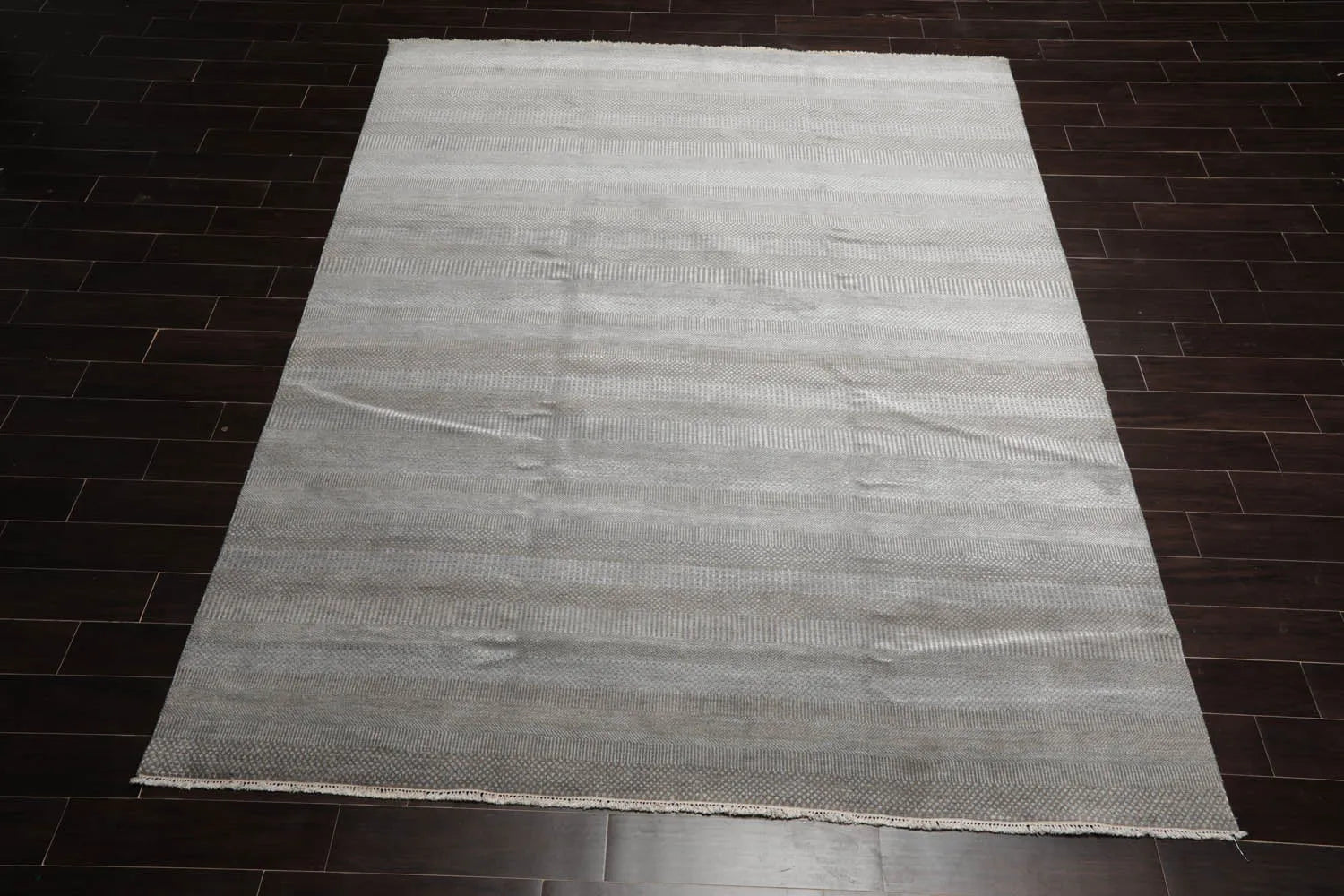 LoomBloom 8x10 Tone On Tone Gray Hand Knotted Tibetan Wool and Silk Tibetan Modern & Contemporary Oriental Area Rug-2