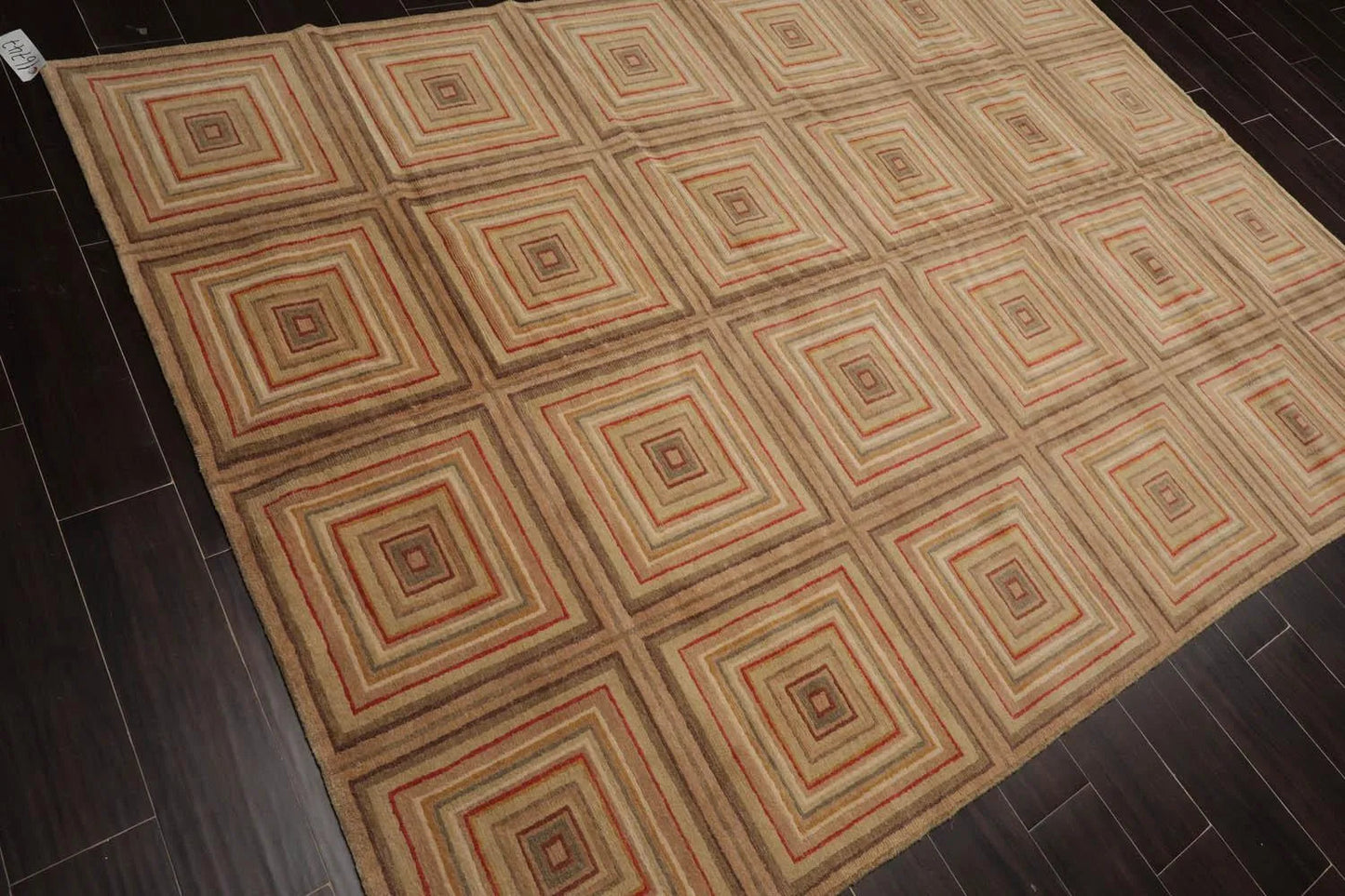 6’ x 8’9” Hand Knotted 100% Wool Modern Tibetan Oriental Area Rug Tan, Beige-2