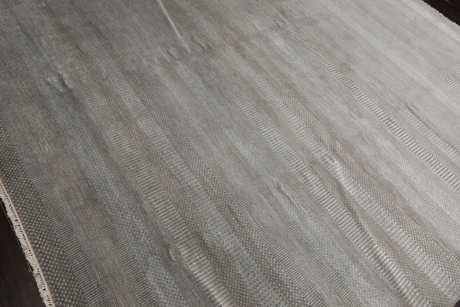 LoomBloom 8x10 Tone On Tone Gray Hand Knotted Tibetan Wool and Silk Tibetan Modern & Contemporary Oriental Area Rug-4