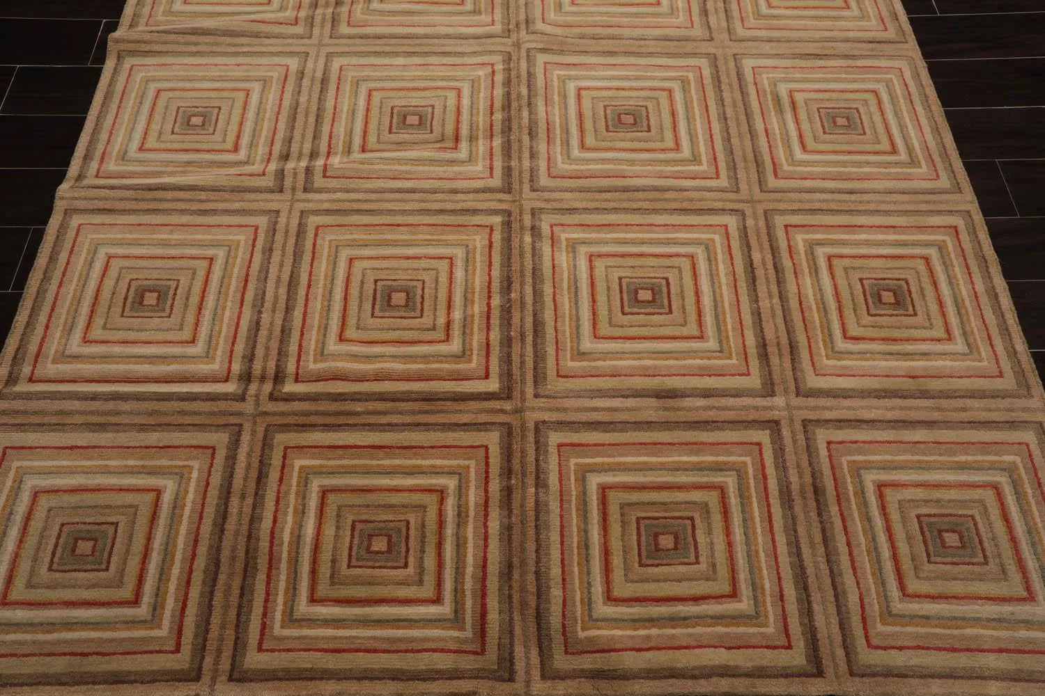 6’ x 8’9” Hand Knotted 100% Wool Modern Tibetan Oriental Area Rug Tan, Beige-4