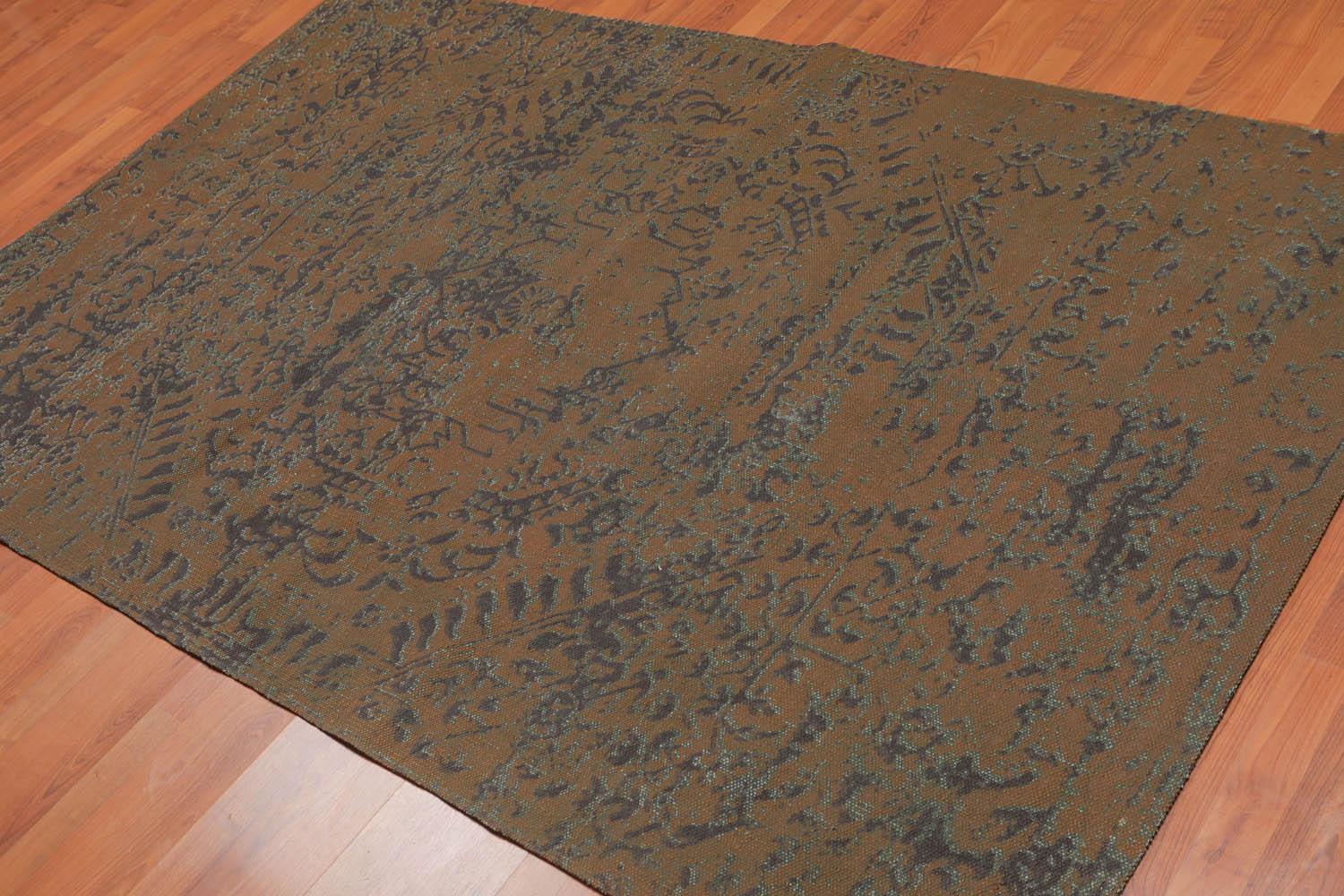 4'9" x 7'8" Modern 100% Cotton Flatweave Area Rug Brown-0