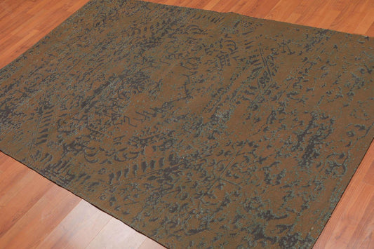 4'9" x 7'8" Modern 100% Cotton Flatweave Area Rug Brown-0