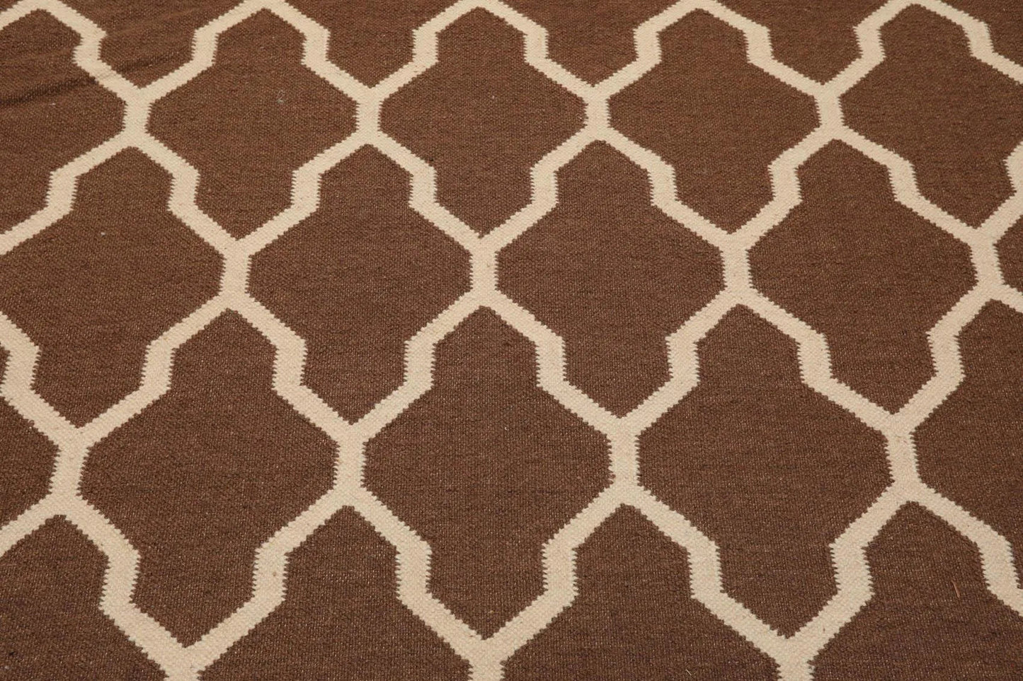 5'1'' x 8'1'' Hand Woven Dhurry Kilim Flatweave Wool Hip Designer Area Rug Brown-3