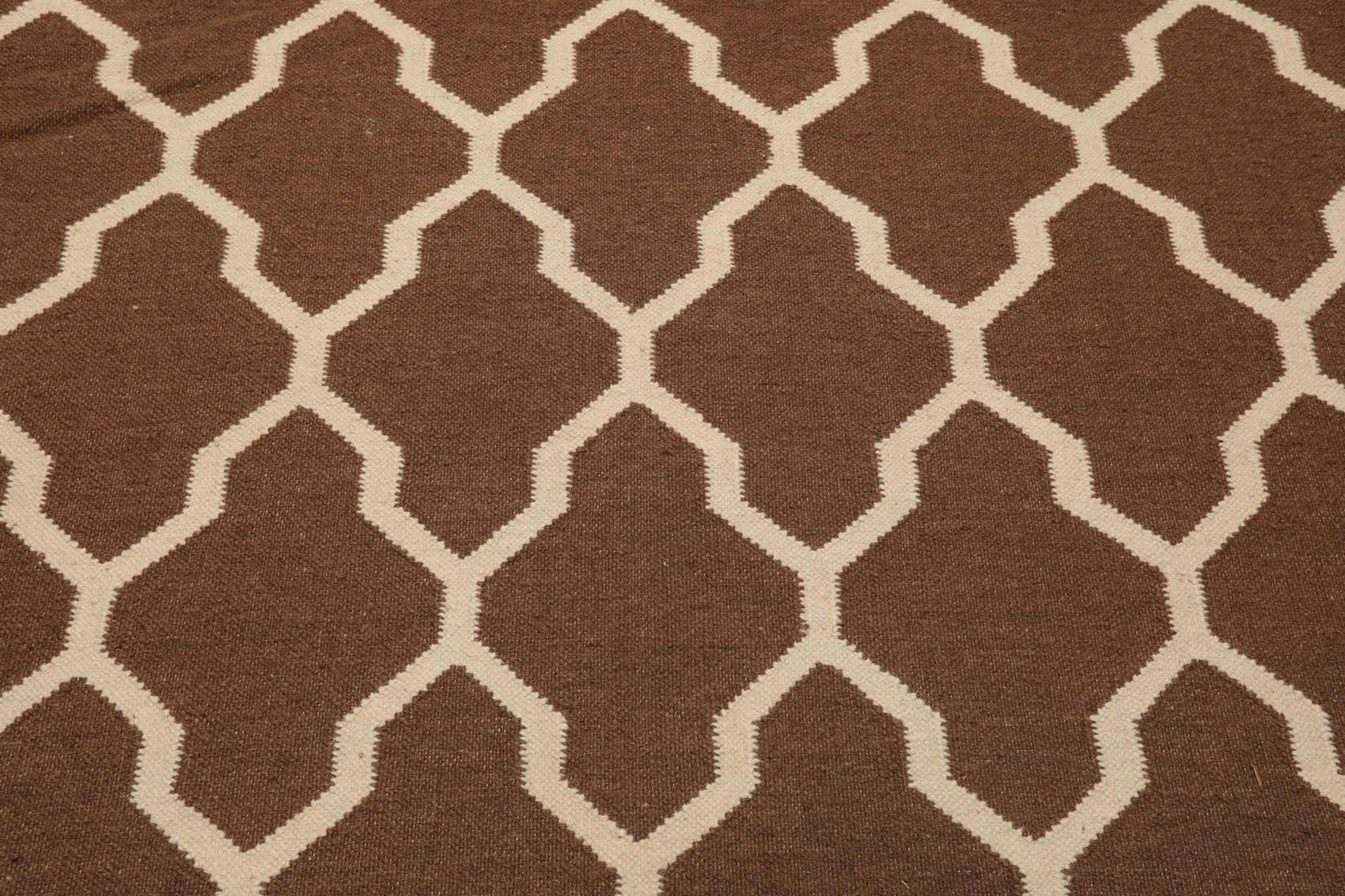 5'1'' x 8'1'' Hand Woven Dhurry Kilim Flatweave Wool Hip Designer Area Rug Brown-3