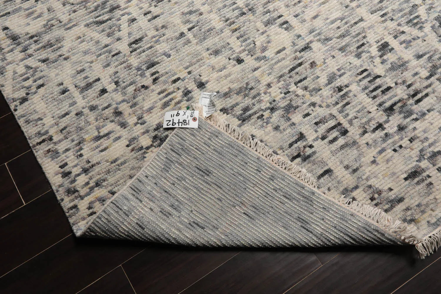 LoomBloom 8x10 Ivory, Gray Hand Knotted Oushak 100% Wool Art Deco Oriental Area Rug-4