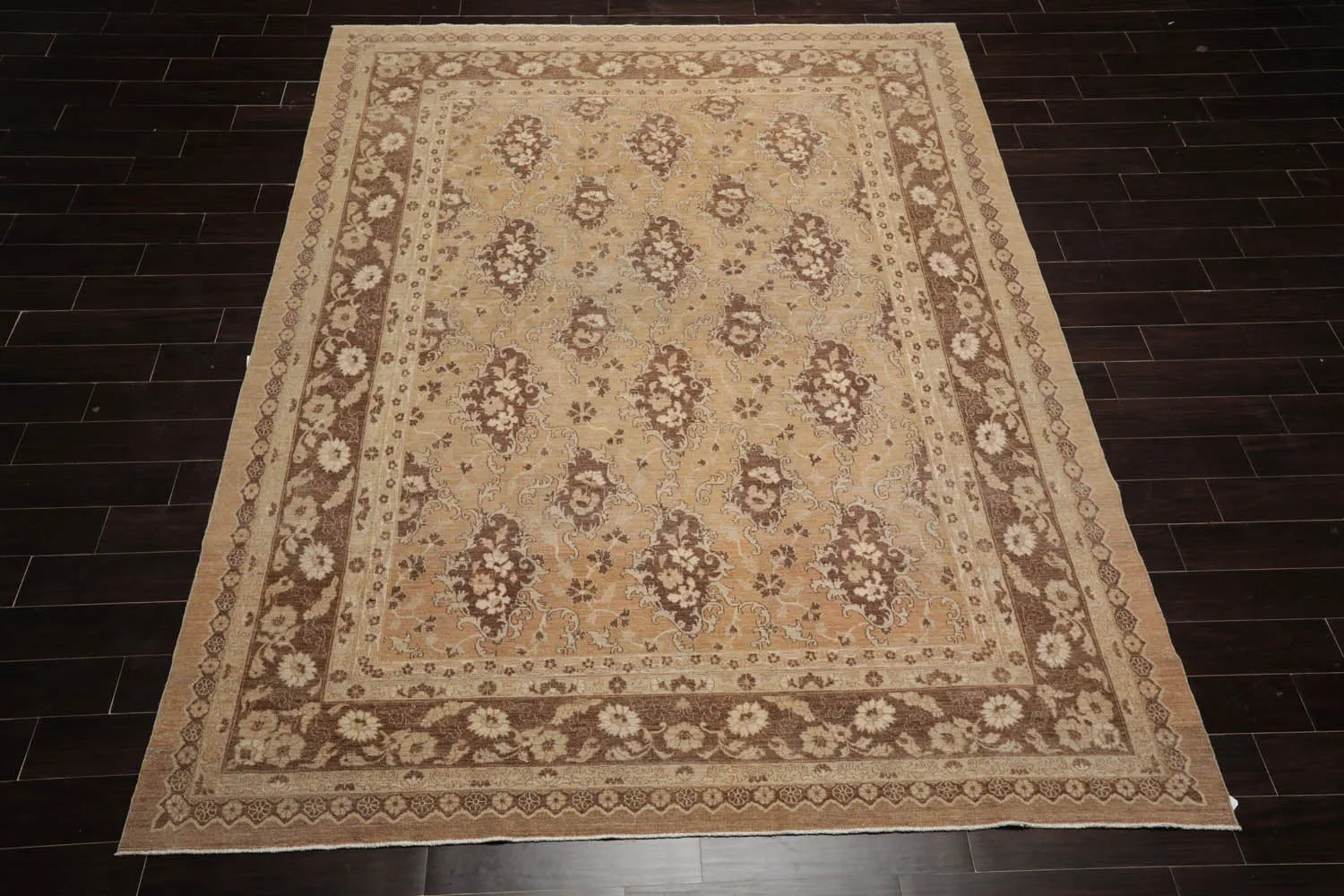 8x10 Tan, Beige Hand Knotted 100% Wool Chobi Peshawar Traditional 200 KPSI Oriental Area Rug-2