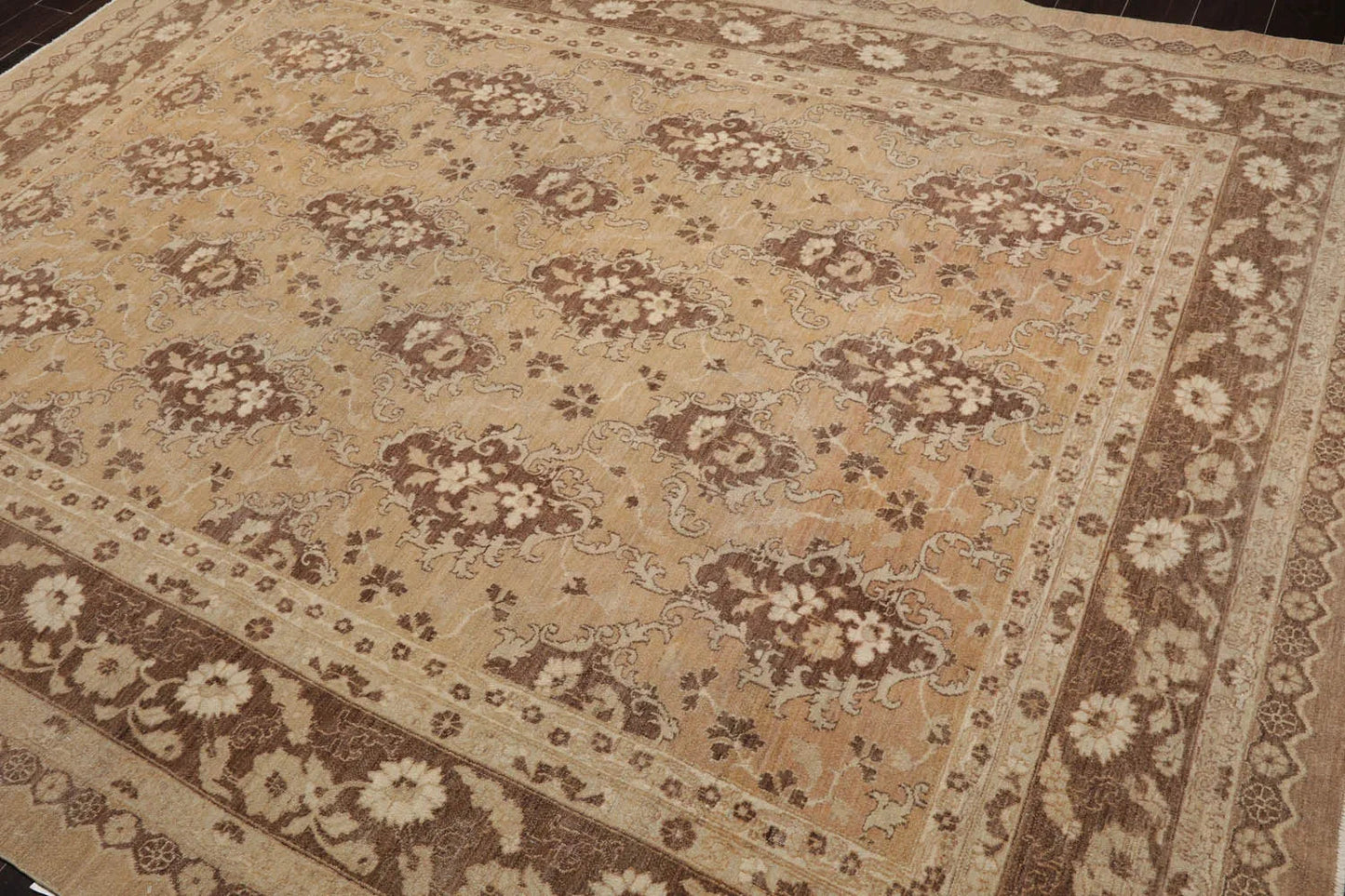 8x10 Tan, Beige Hand Knotted 100% Wool Chobi Peshawar Traditional 200 KPSI Oriental Area Rug-3