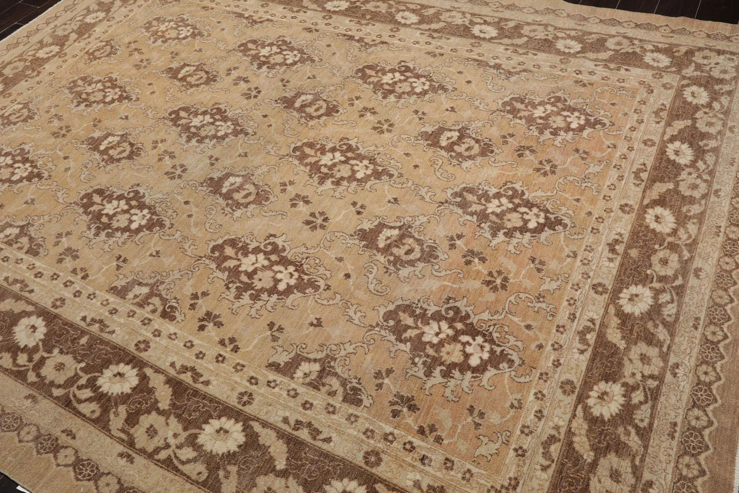 8x10 Tan, Beige Hand Knotted 100% Wool Chobi Peshawar Traditional 200 KPSI Oriental Area Rug-3
