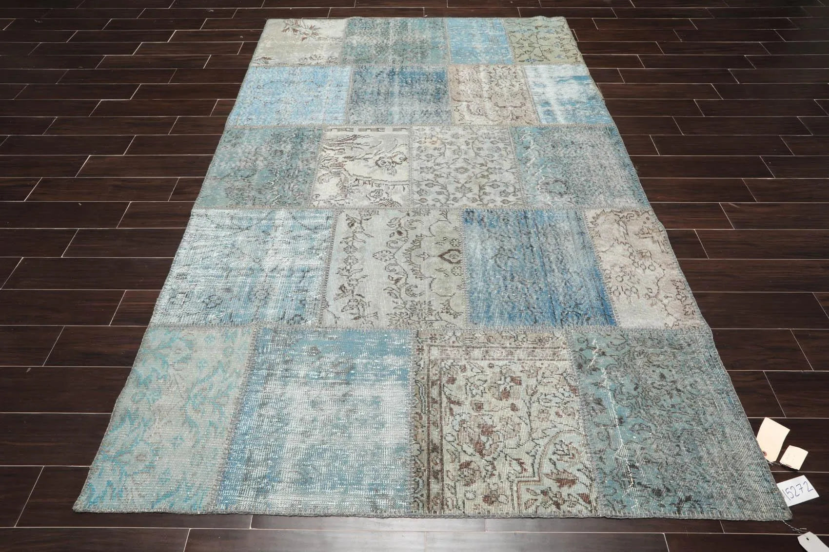 6'x9' Hand Knotted Flat Weave Wool Turkish Patchwork Oriental Area Rug Blue-1
