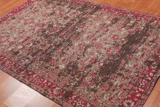 4'10" x 7'4"Persiano Erased Pattern Contemporary Cotton Flatweave Area Rug Beige-0