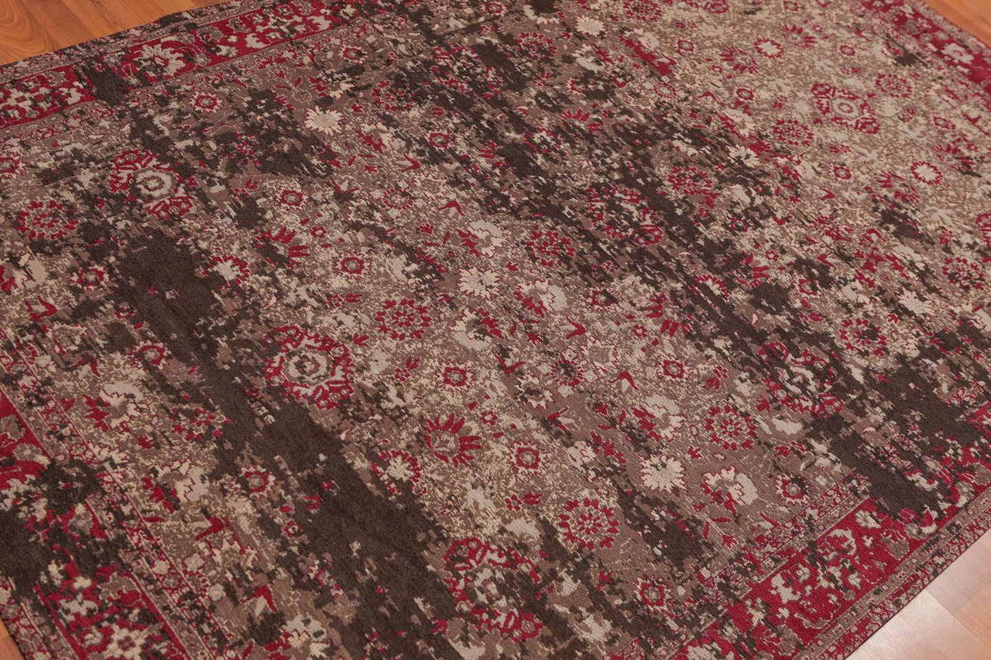4'10" x 7'4"Persiano Erased Pattern Contemporary Cotton Flatweave Area Rug Beige-1