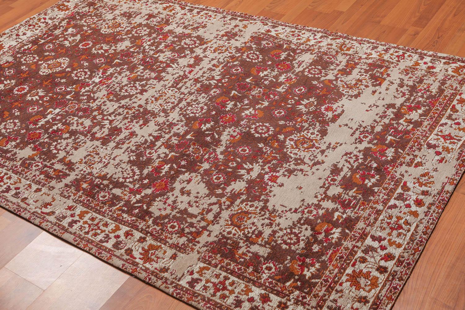 4'11"x7'10" Persiano Erased Pattern Contemporary Cotton Flatweave Area Rug Brown-0