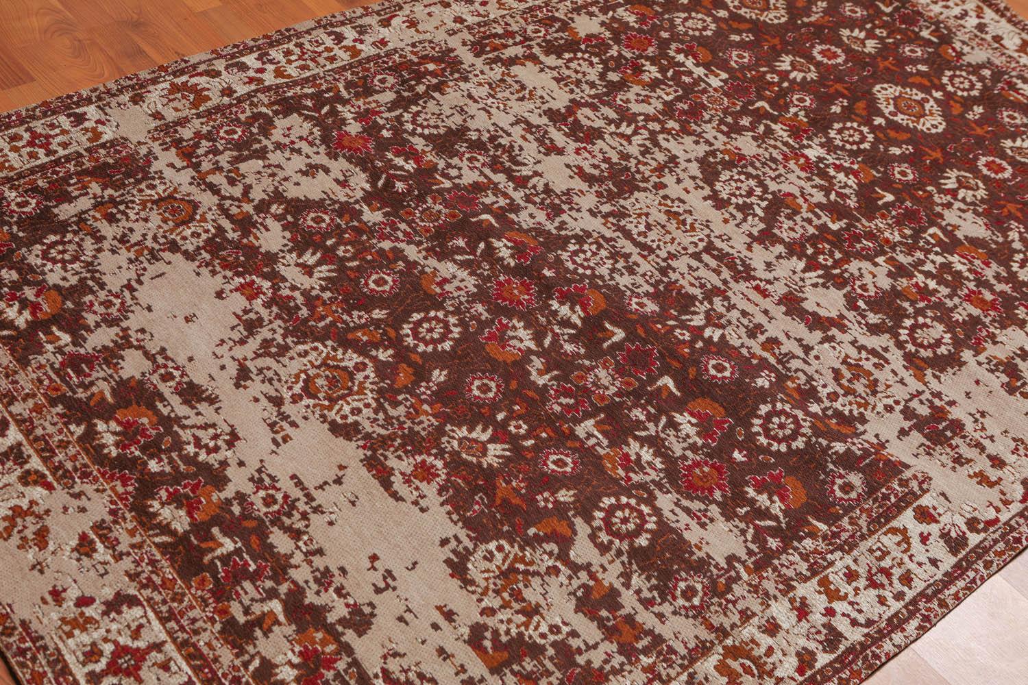 4'11"x7'10" Persiano Erased Pattern Contemporary Cotton Flatweave Area Rug Brown-1