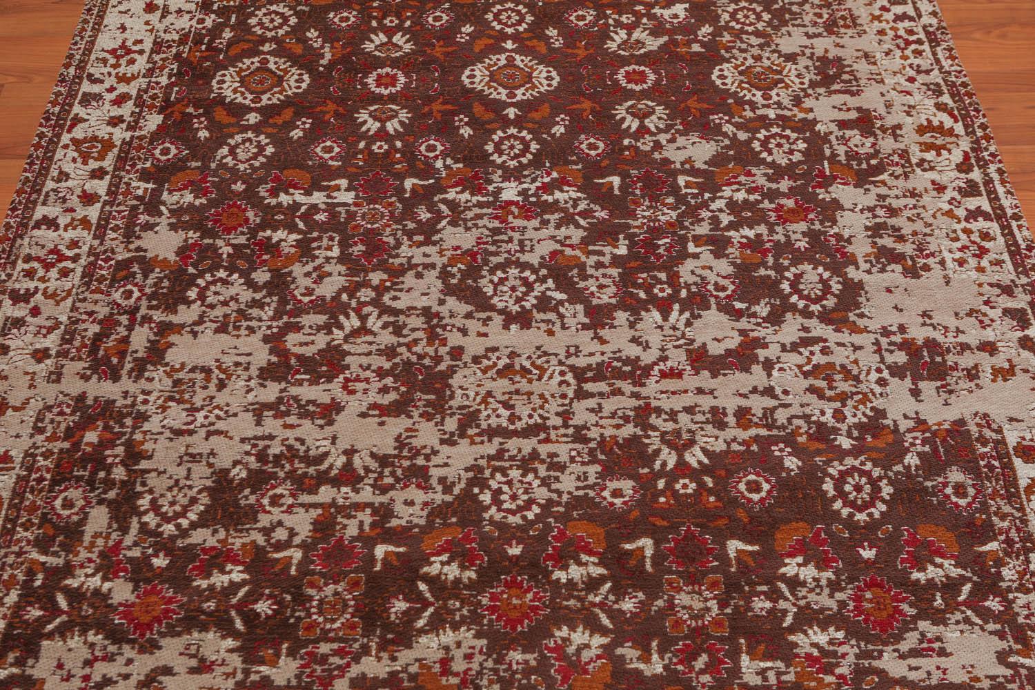 4'11"x7'10" Persiano Erased Pattern Contemporary Cotton Flatweave Area Rug Brown-2