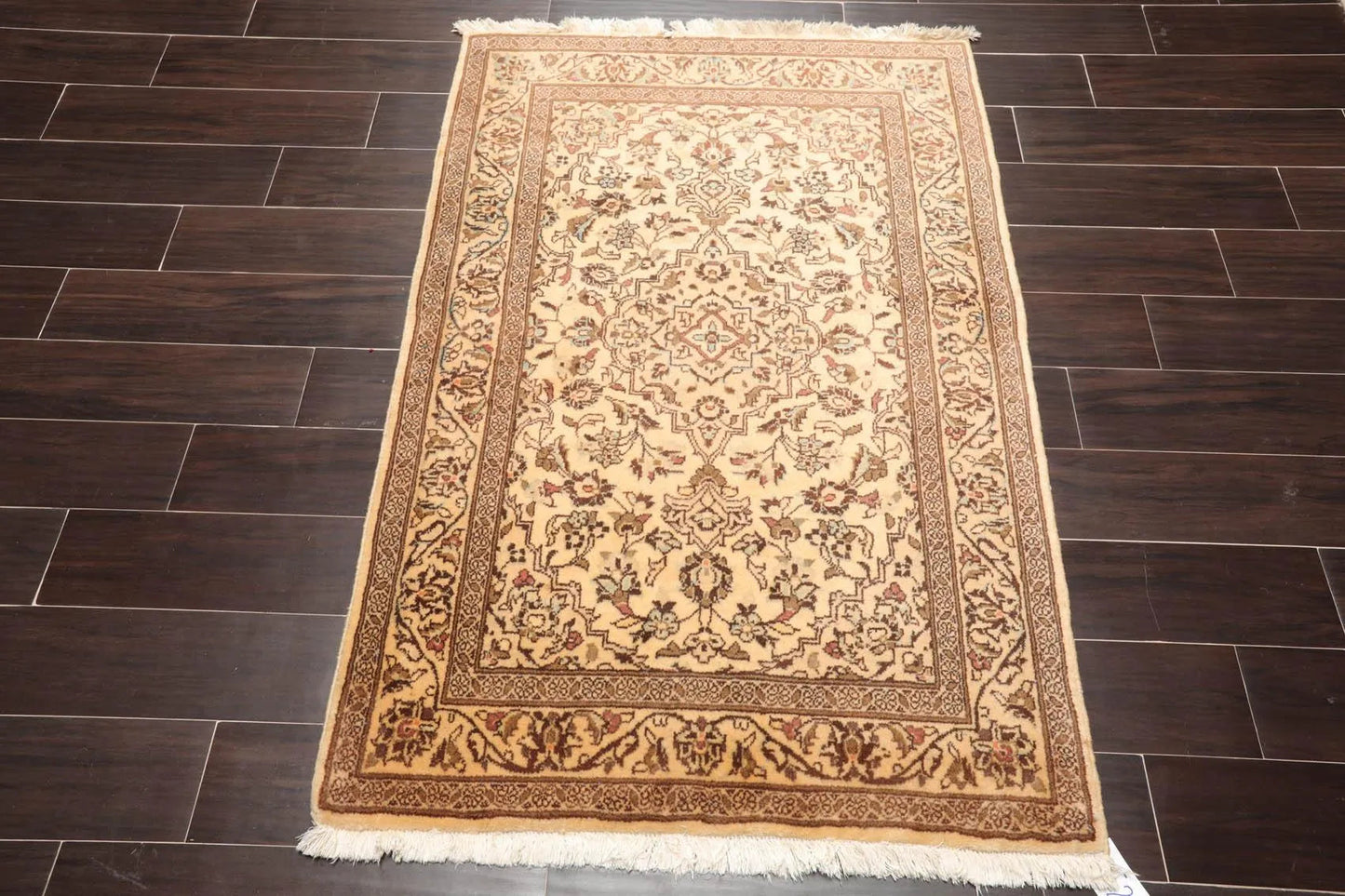 3'4'' x 4'10'' Hand Knotted Wool Kashan Traditional Oriental Area Rug Caramel-1