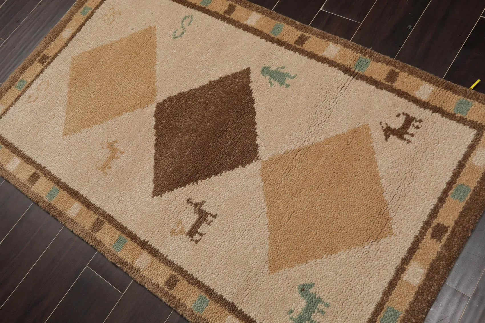 3' x 5' Hand Knotted 100% Wool Gabbeh Modern Plush Pile Area Rug Beige-2