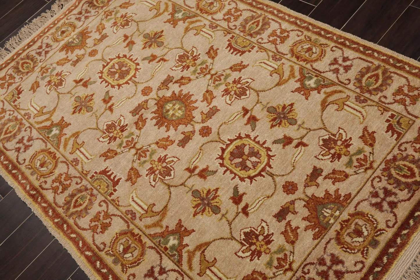4' x 5'11'' Hand Knotted 100% Wool Oushak Traditional Area Rug Taupe, Beige-2