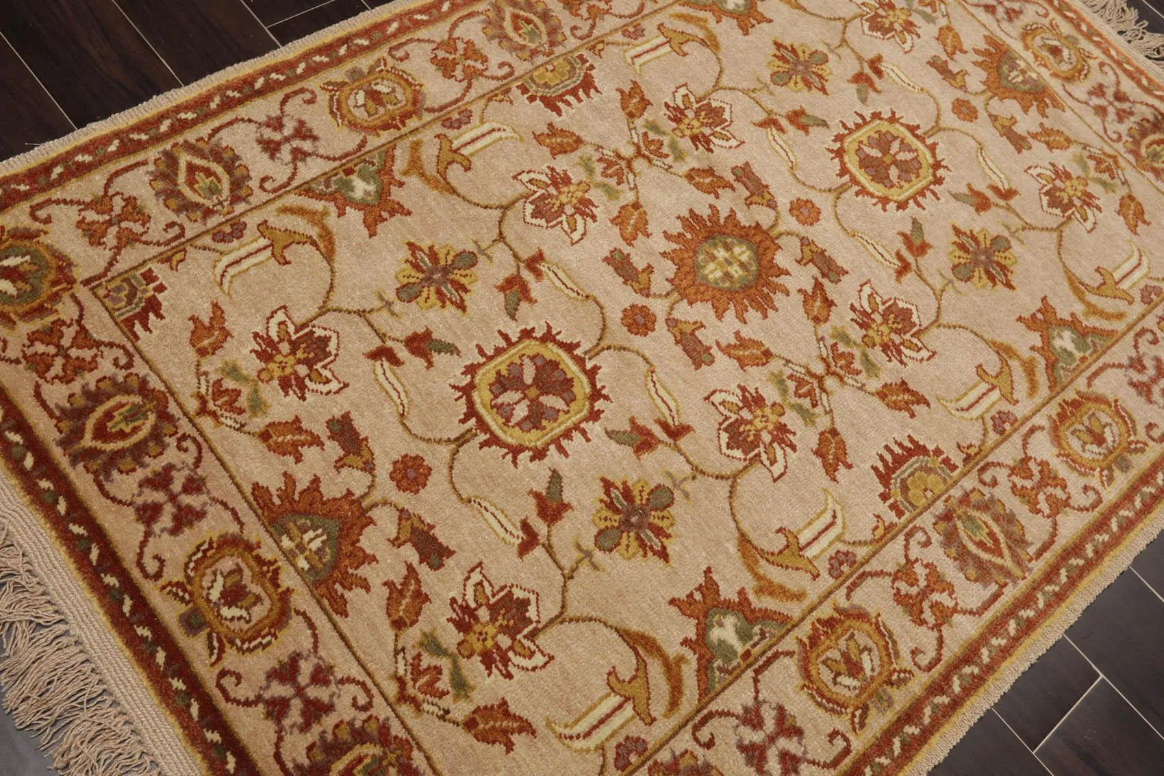 4' x 5'11'' Hand Knotted 100% Wool Oushak Traditional Area Rug Taupe, Beige-3