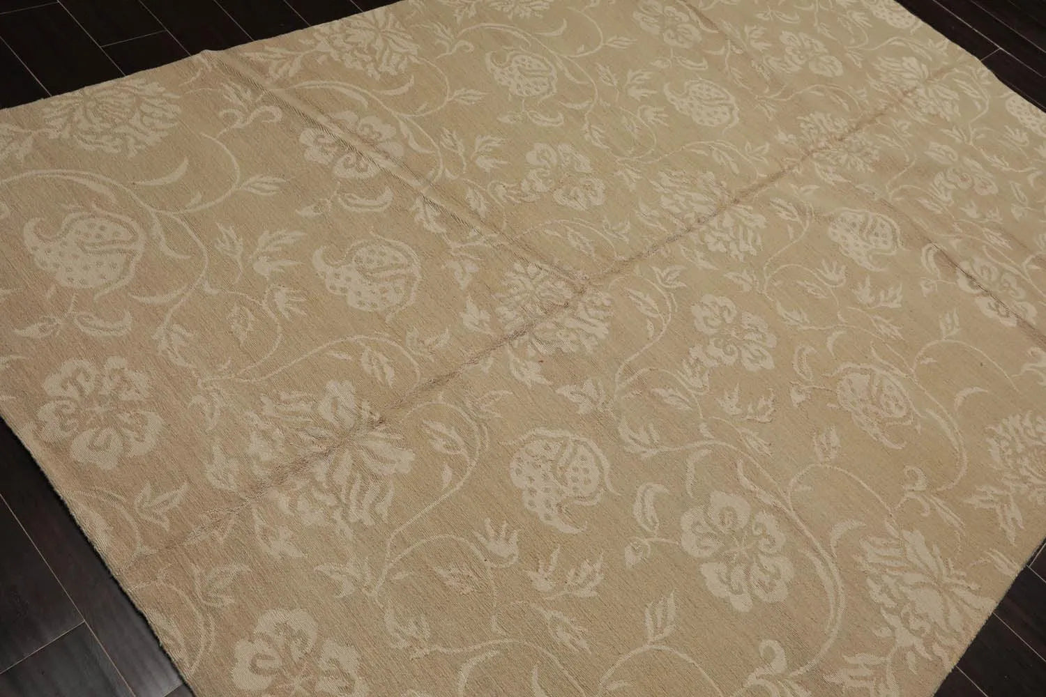 Lapchi Hand Knotted Wool & Silk Scroll Loop Pile Tibetan Area Rug Beige 6’ x 8’11”-2